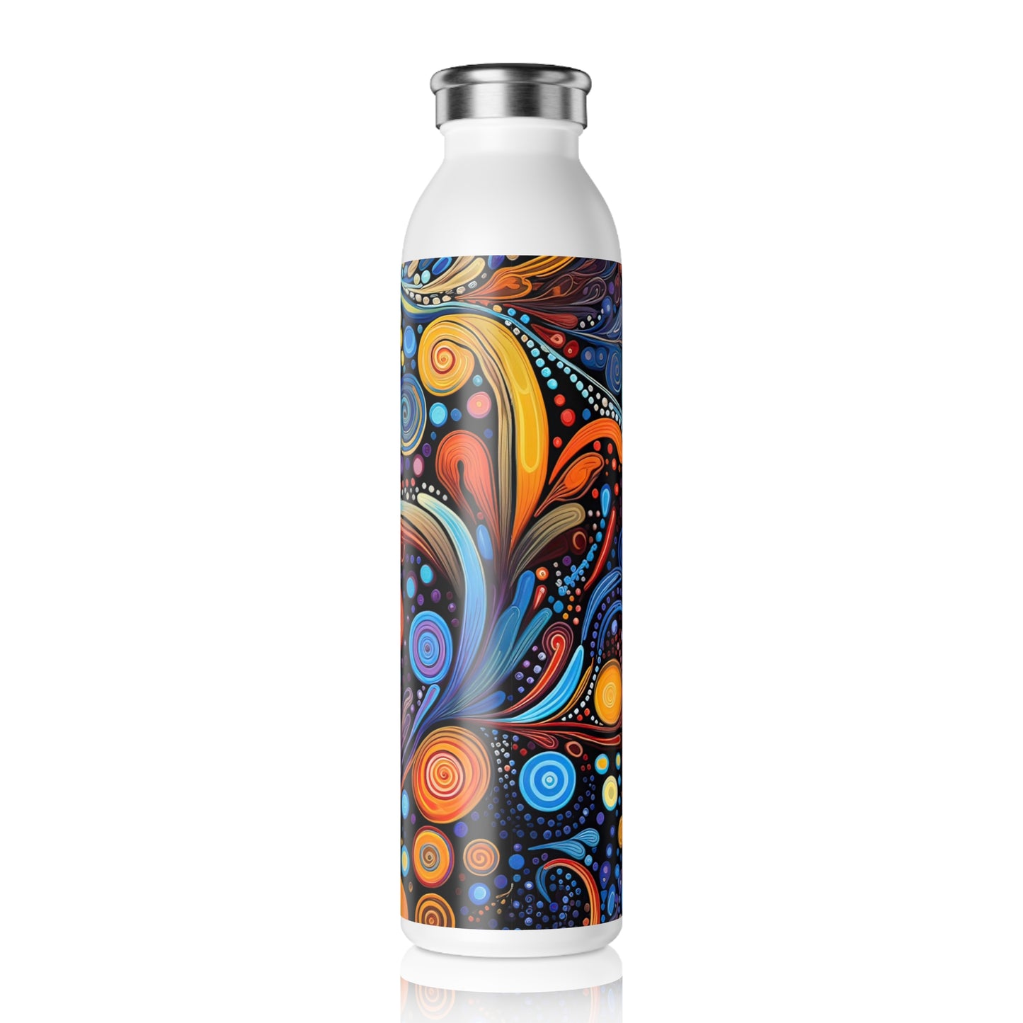 Colorful Psychedelic Swirls 1.4 - Slim Water Bottle - Stainless Steel - 20oz