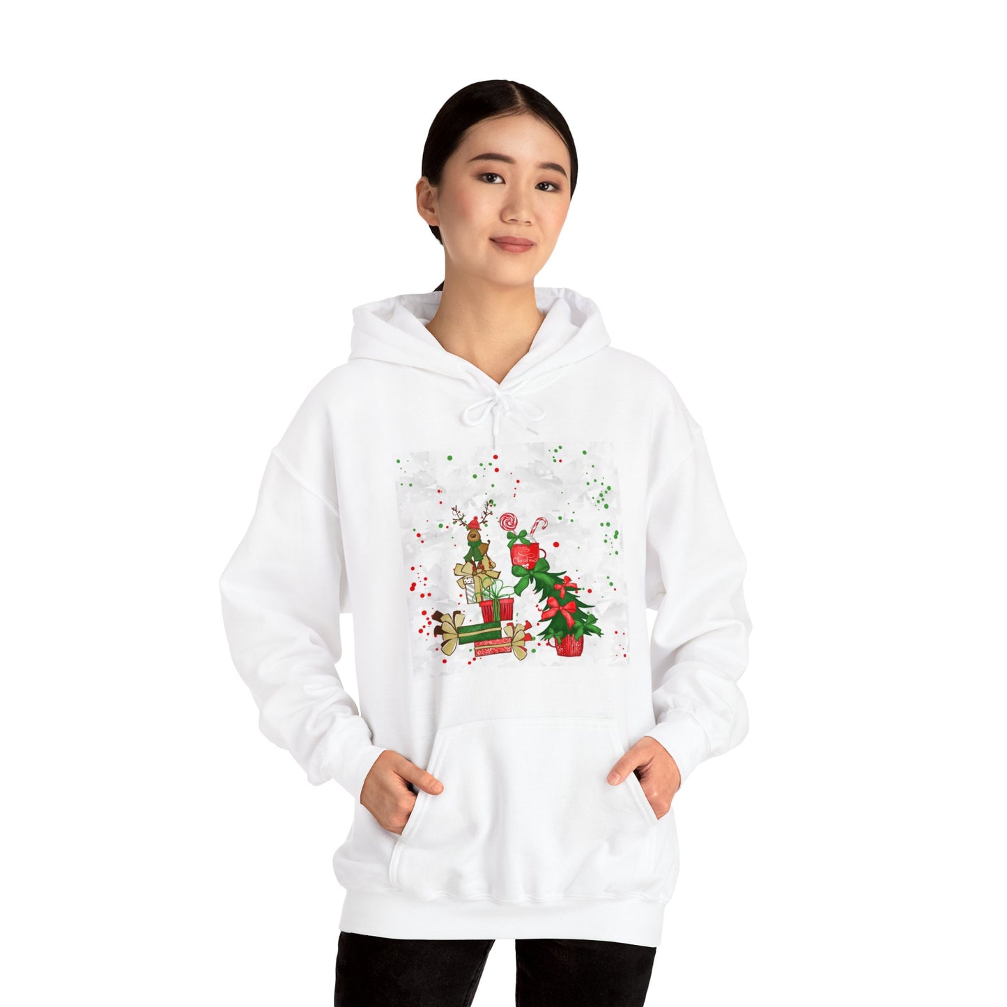 Reindeer Christmas -  Tree, Candy Cane, Presents - Funny Christmas - Unisex Heavy Blend™ Hooded Sweatshirt