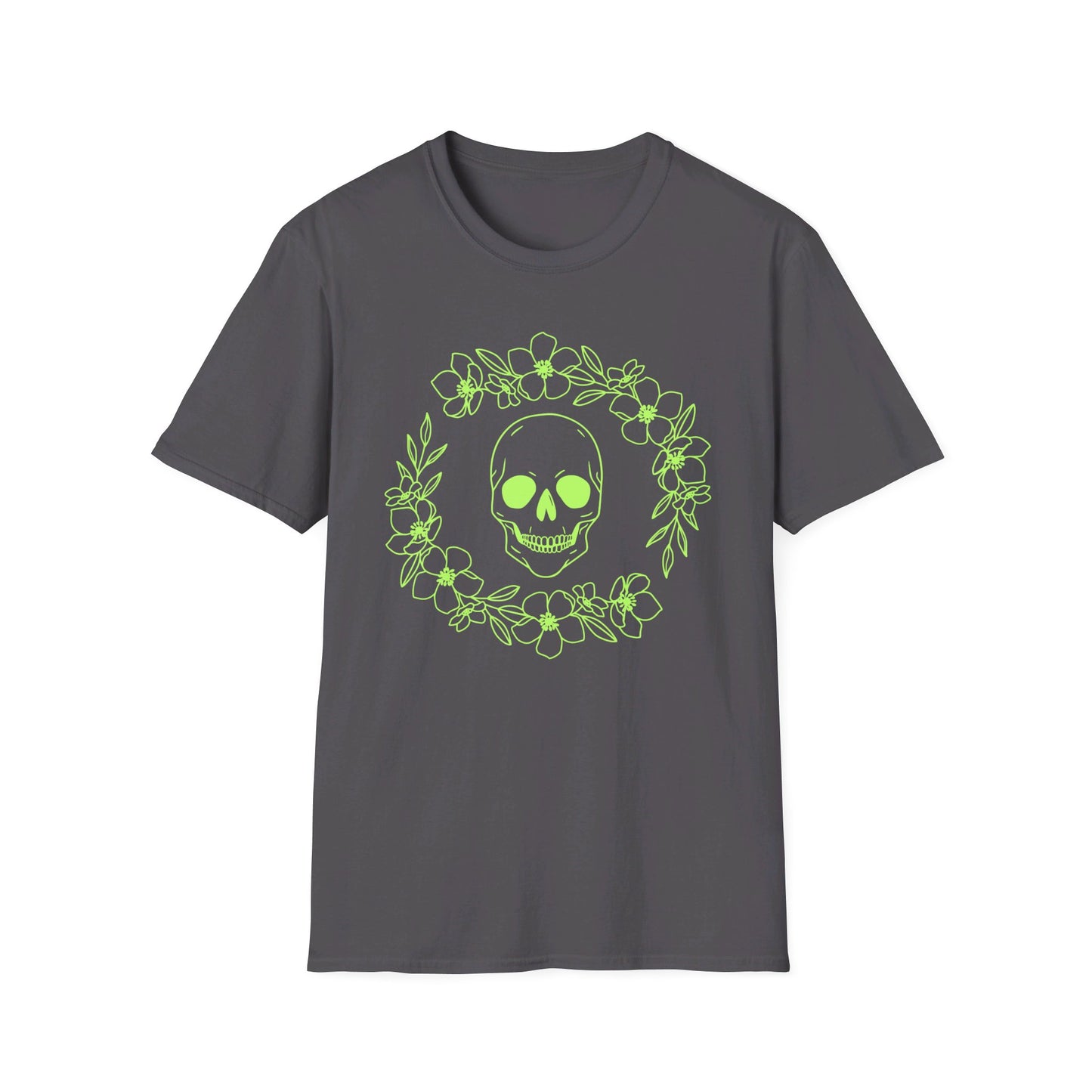 Halloween - Skull - Flower Wreath - Trick or Treat - Unisex Softstyle T-Shirt