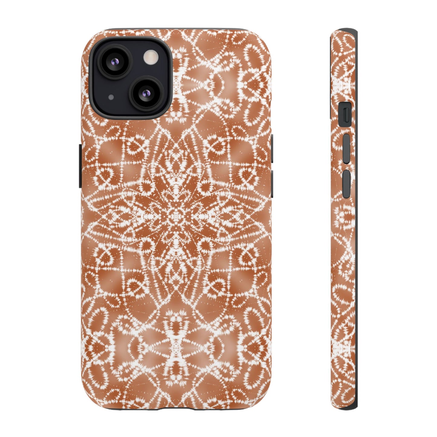 iPhone 13, 1Phone 13 Mini, iPhone 13 Pro, iPhone 13 Pro Max - Tan and White Batik - Tough Phone Cases