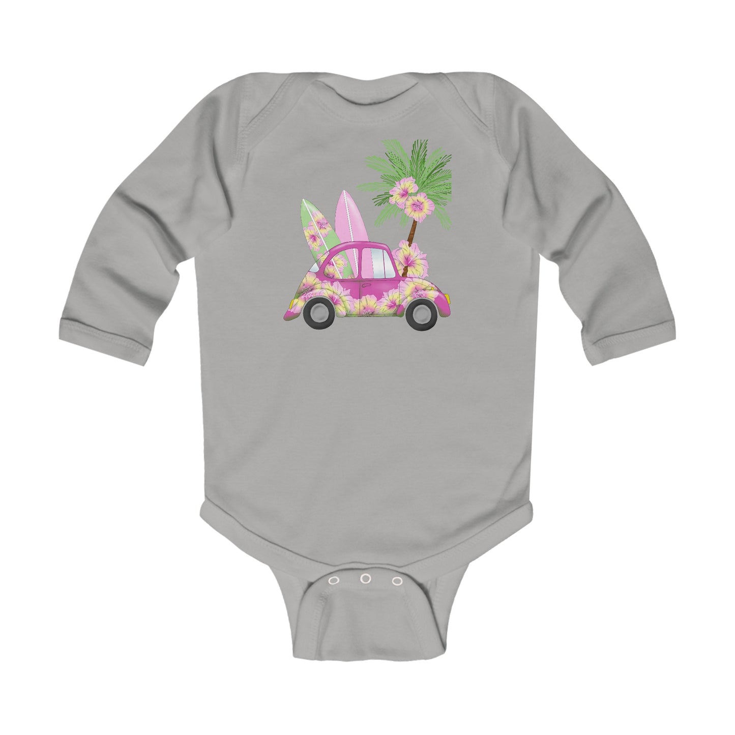 Surf's Up Pink - Infant Long Sleeve Bodysuit