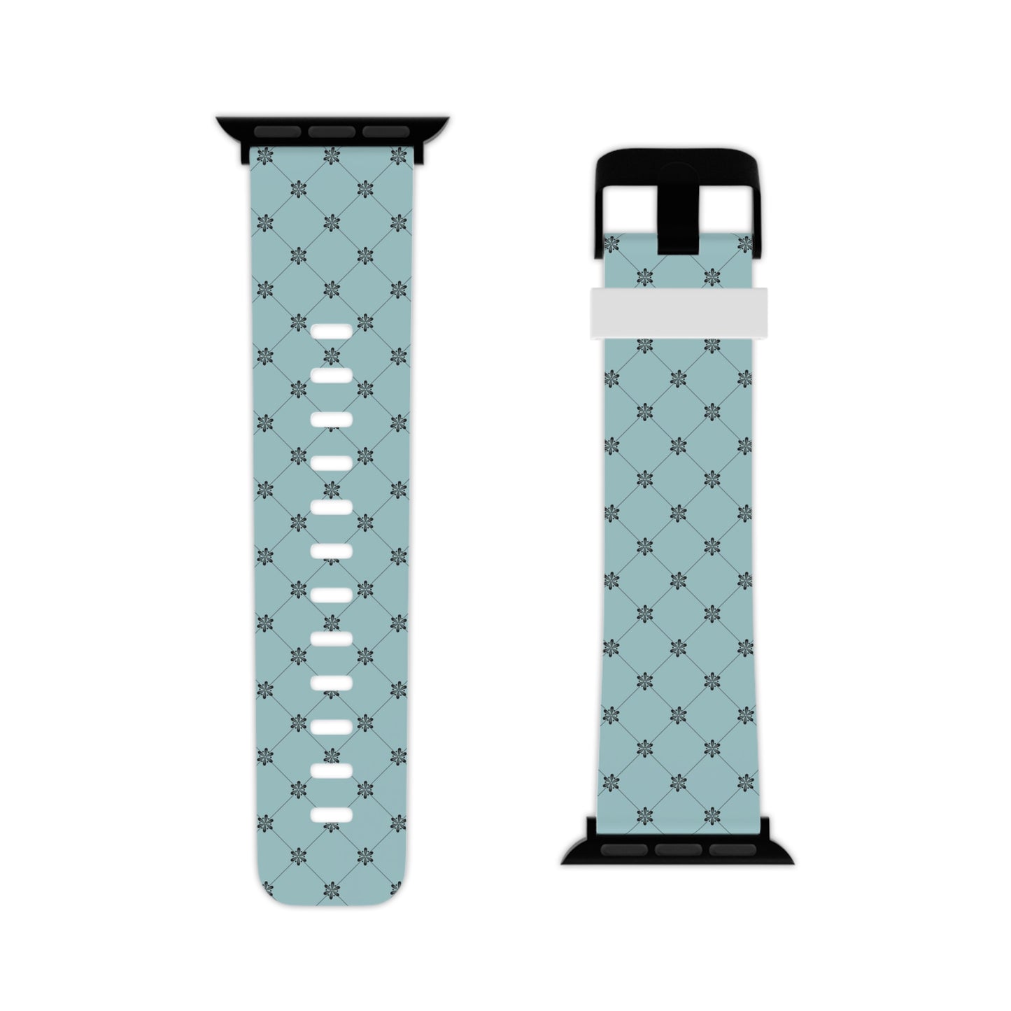 Teal with Black Flower - Watch Band for Apple Watch