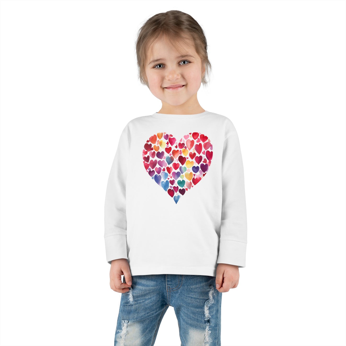 Heart of Hearts - Watercolor 7 - Toddler Long Sleeve Tee