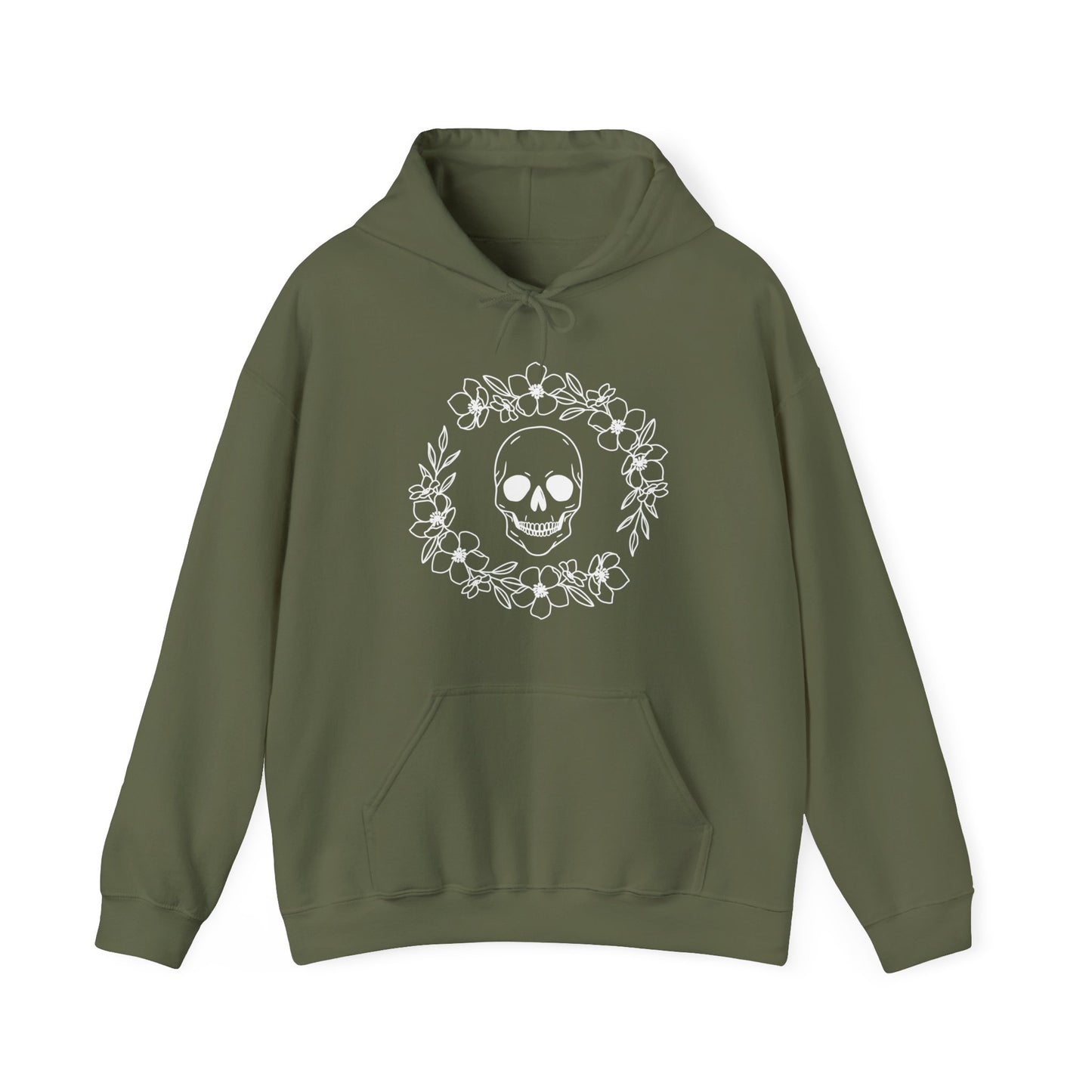 Halloween - Skull - Flower Wreath - Trick or Treat - Unisex Heavy Blend Hooded Sweatshirt