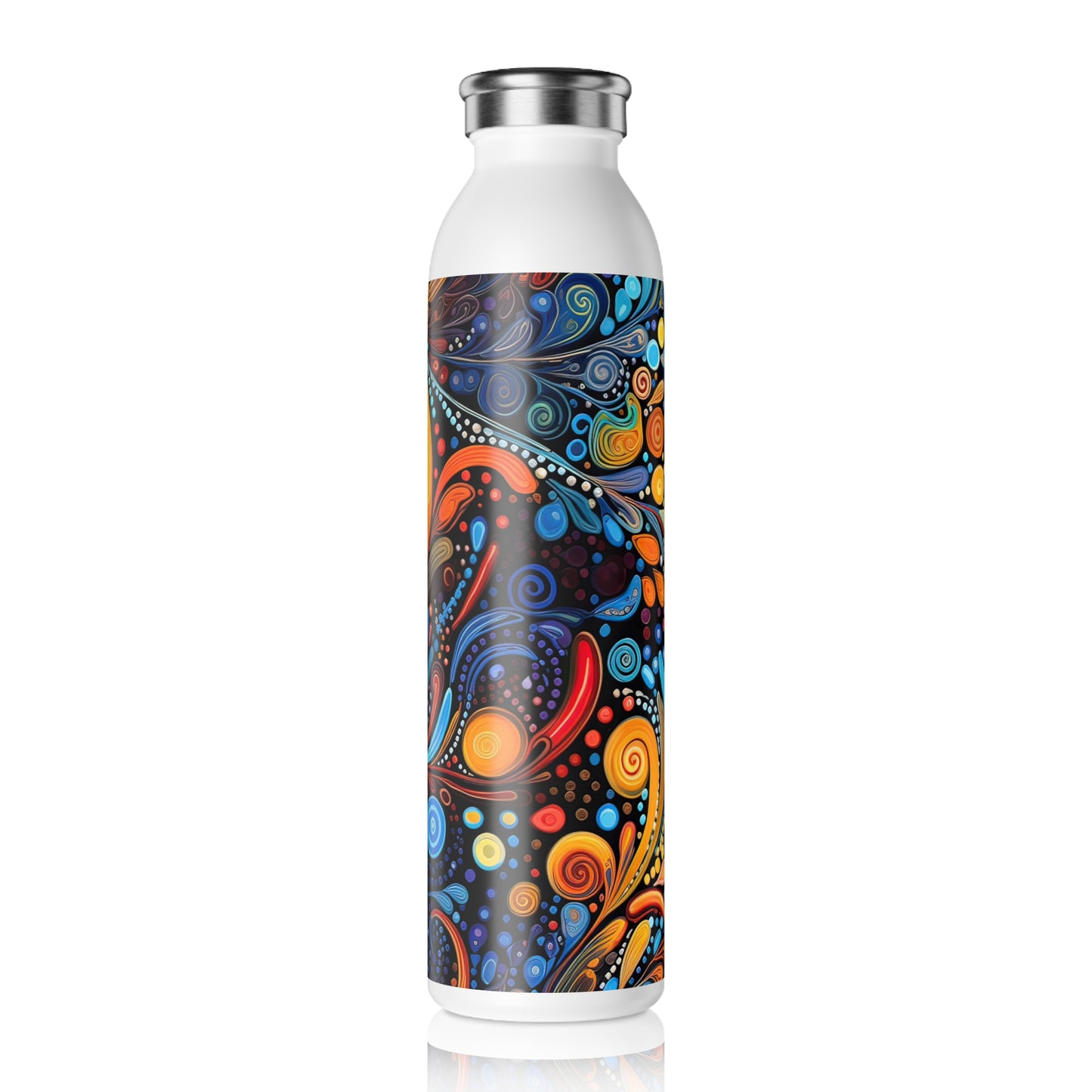 Colorful Psychedelic Swirls 1.4 - Slim Water Bottle - Stainless Steel - 20oz