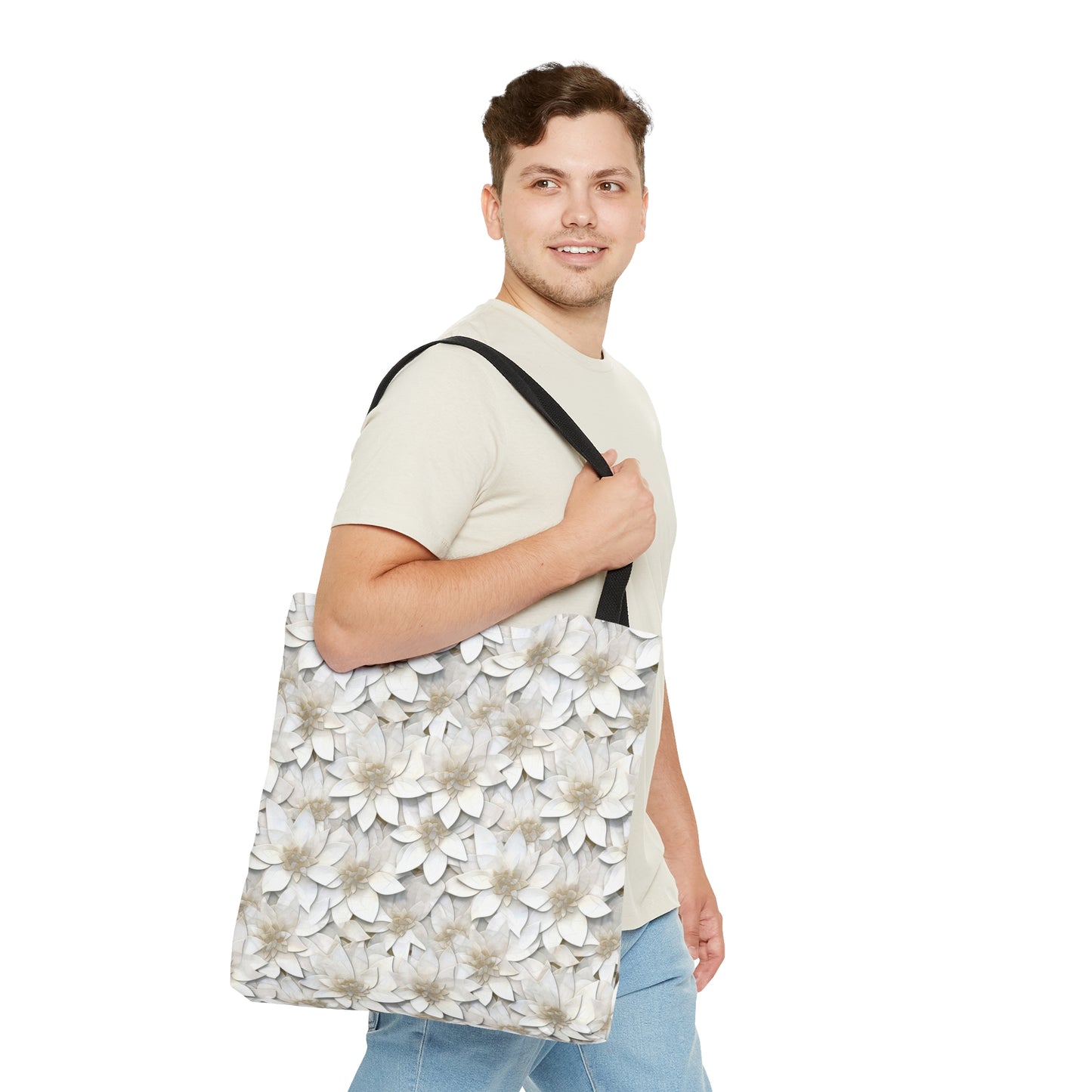 Beautiful and Unique - White Lotus Mosaic 12 - Useful, Multipurpose Bag -Tote Bag (AOP)