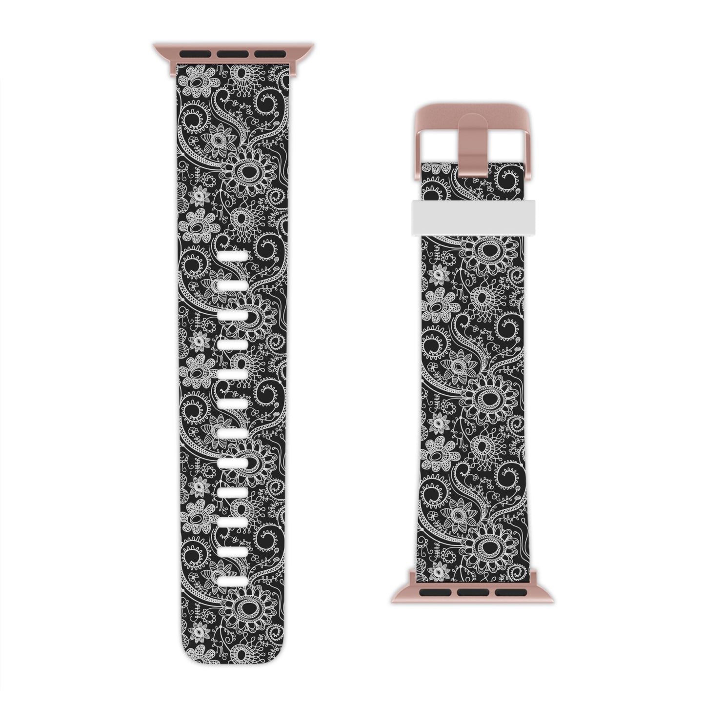 Black and White Flowers - Watch Band for Apple Watch