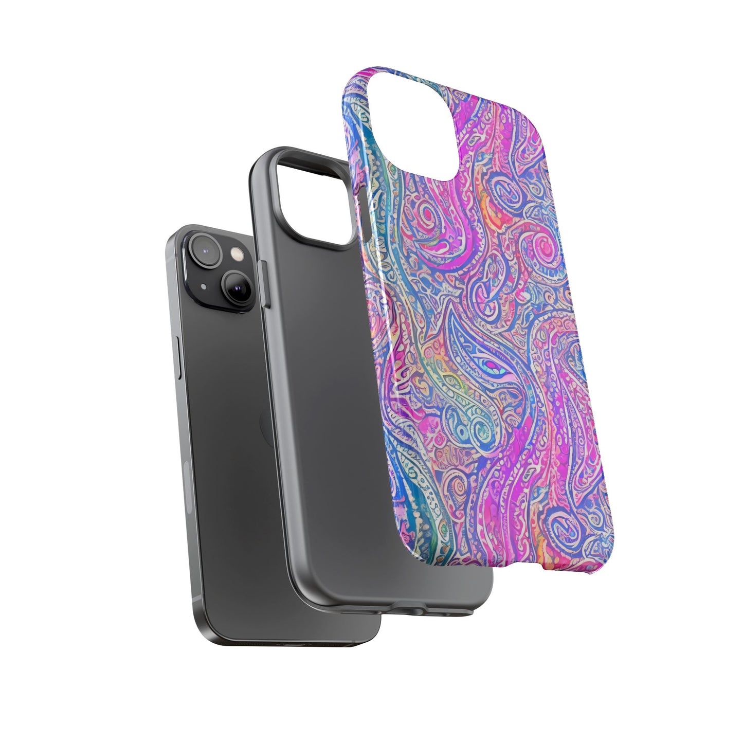 iPhone 14, iPhone 14 Pro, iPhone 14 Plus, iPhone 14 Pro Max - Abstract Swirl Purple, Blue, Orange, Green - Tough Phone Cases