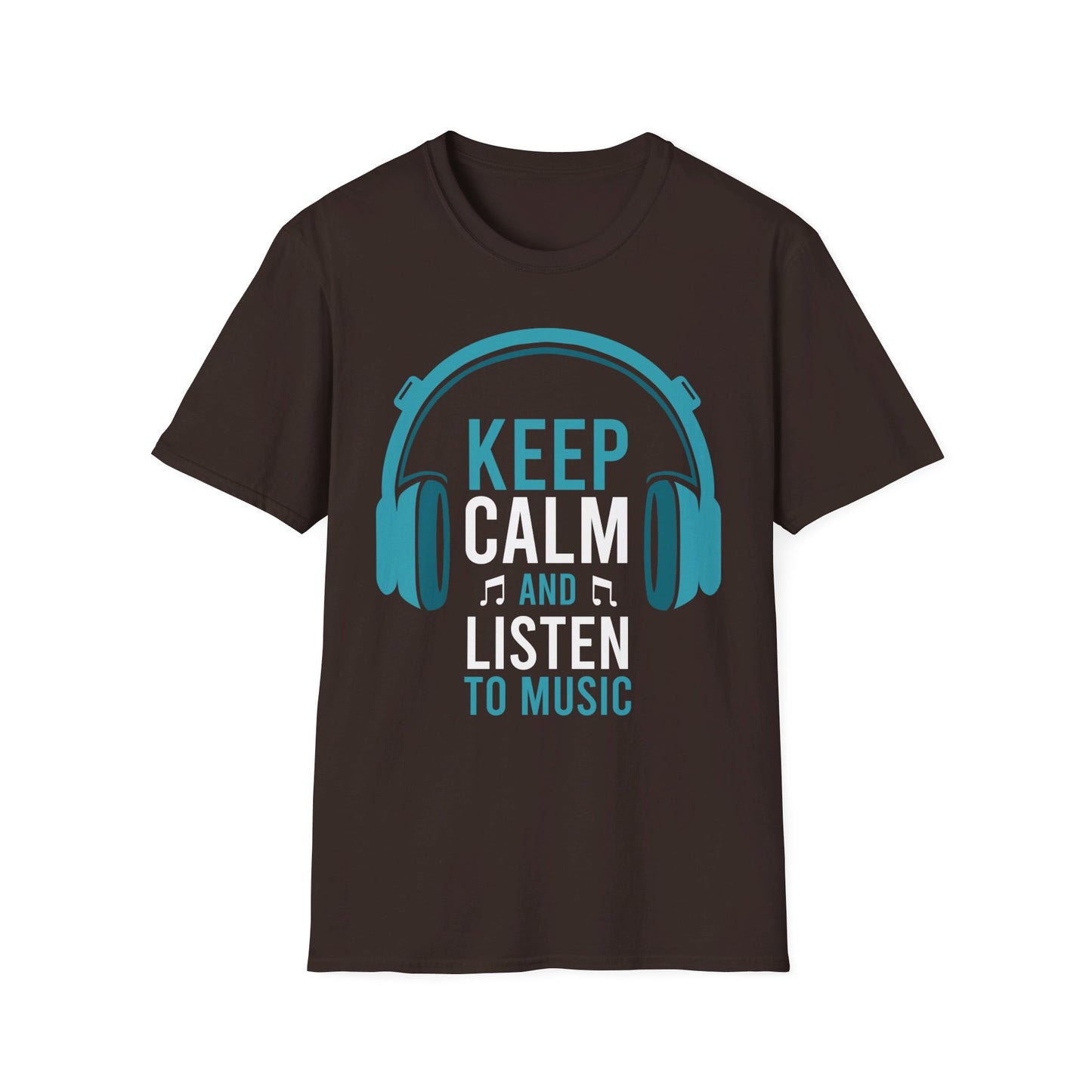 Keep Calm and Listen to Music - Headphones - Unisex Softstyle T-Shirt