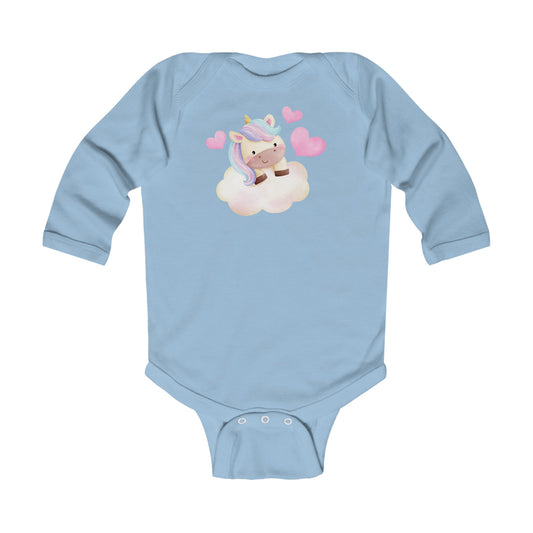 Cutest Unicorn on a Cloud - Hearts - Infant Long Sleeve Bodysuit