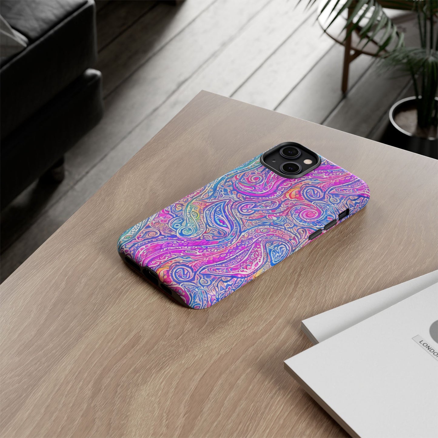 iPhone 14, iPhone 14 Pro, iPhone 14 Plus, iPhone 14 Pro Max - Abstract Swirl Purple, Blue, Orange, Green - Tough Phone Cases