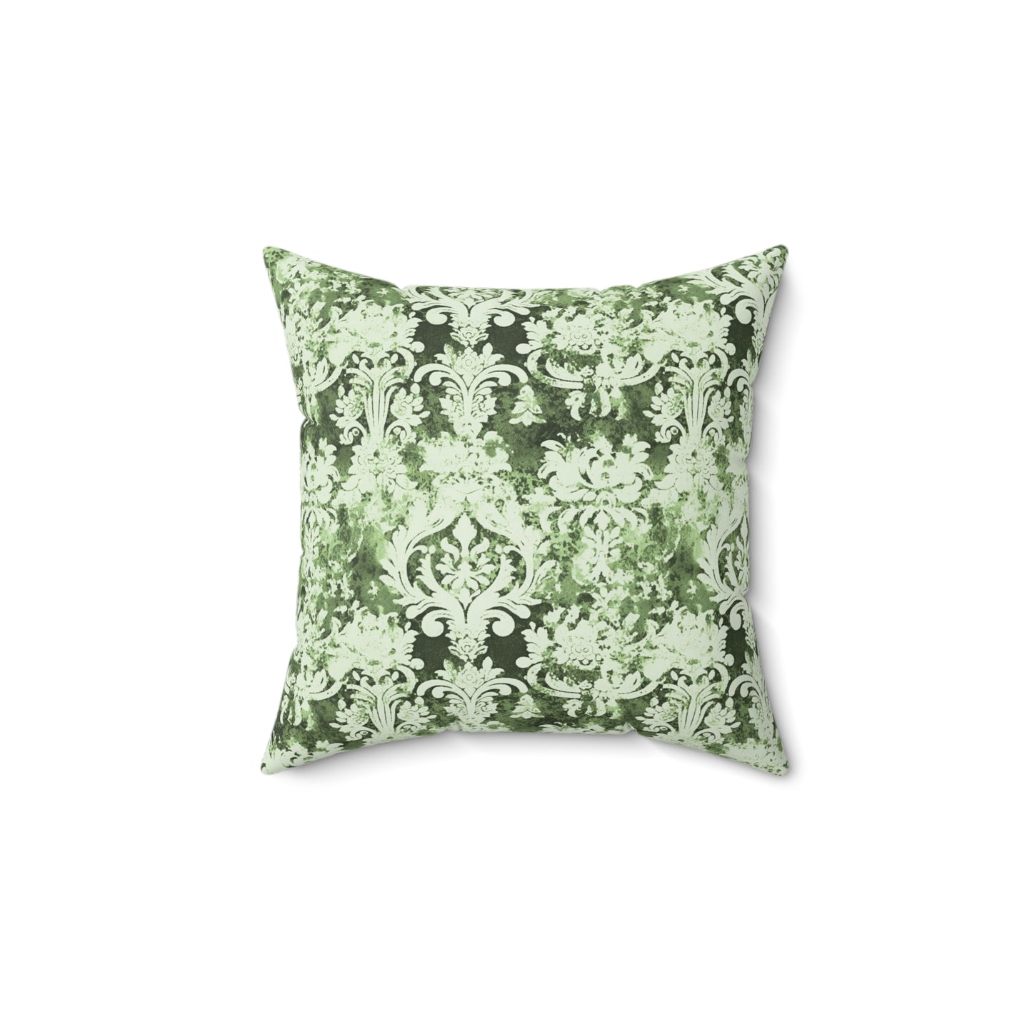 Vintage Green Damask 88 - Beautiful, Shabby Chic, Boho, Fun - Faux Suede Square Pillow