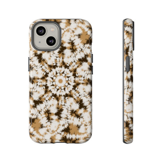 iPhone 14, 1Phone 14 Pro, iPhone 14 Plus, iPhone 14 Pro Max - Tan and Brown Batik - Tough Phone Cases