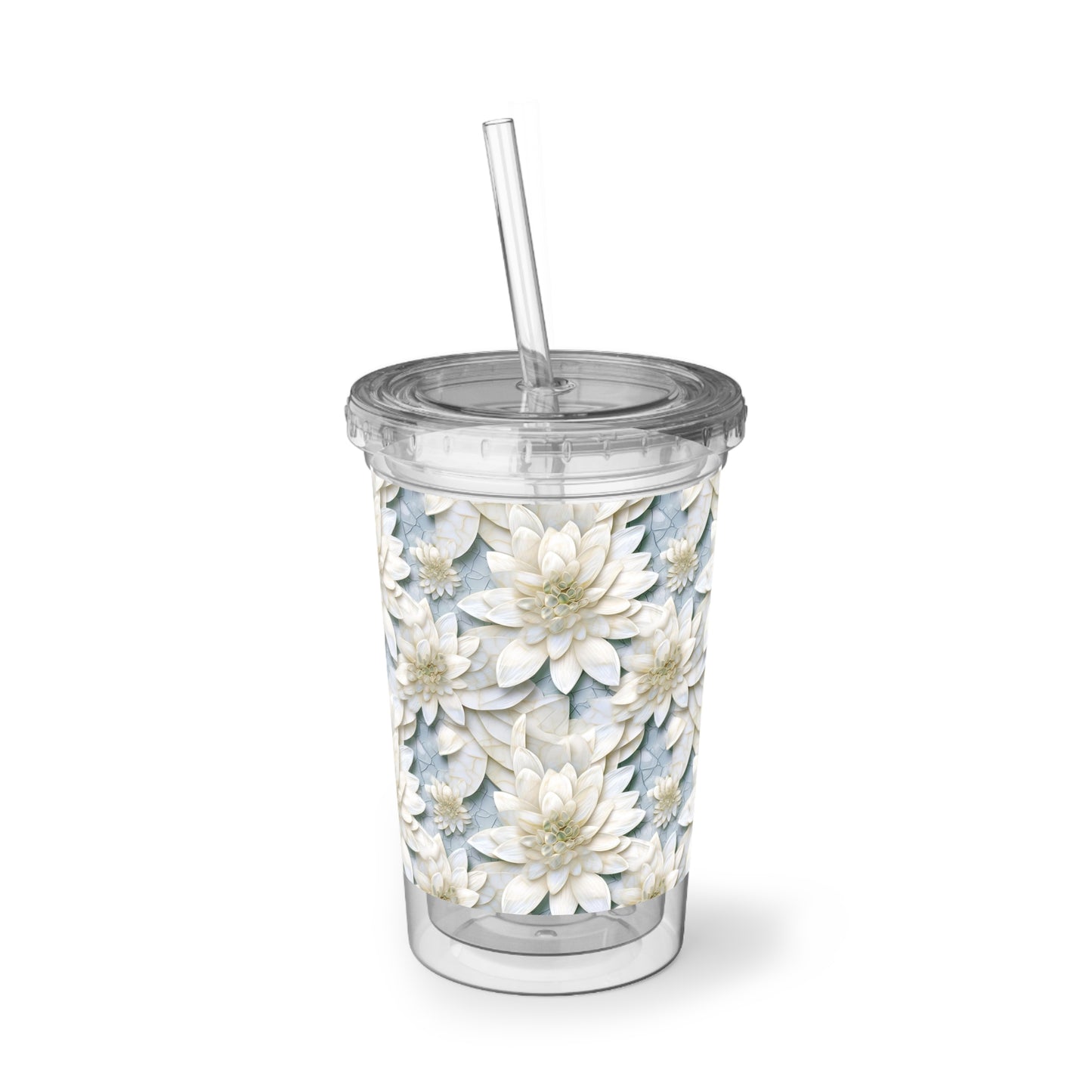 Mosaic White Lotus 7 - Multicolor - Clear - Suave Acrylic Cup - 16oz