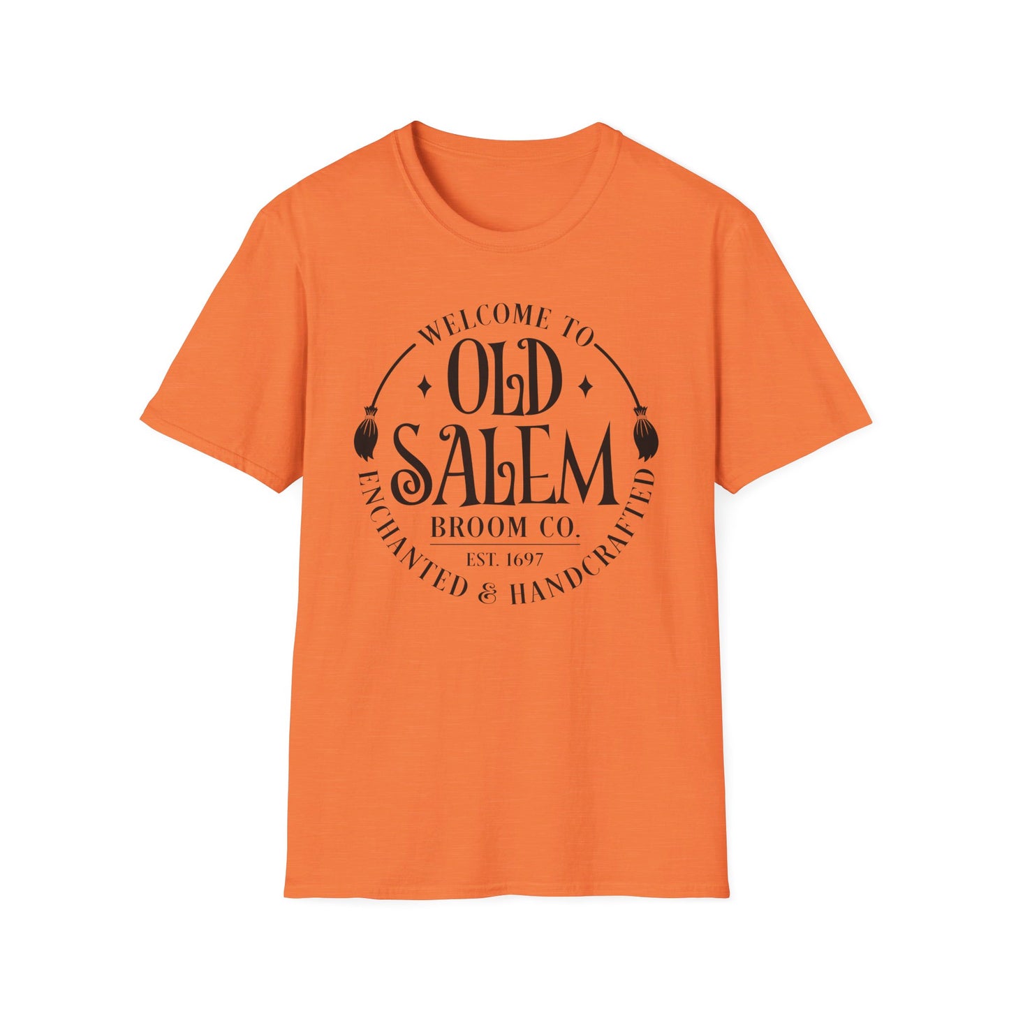 Halloween - Old Salem Broom Co - Enchanted - Handcrafted - Witches - Trick or Treat - Vintage - Unisex Softstyle T-Shirt