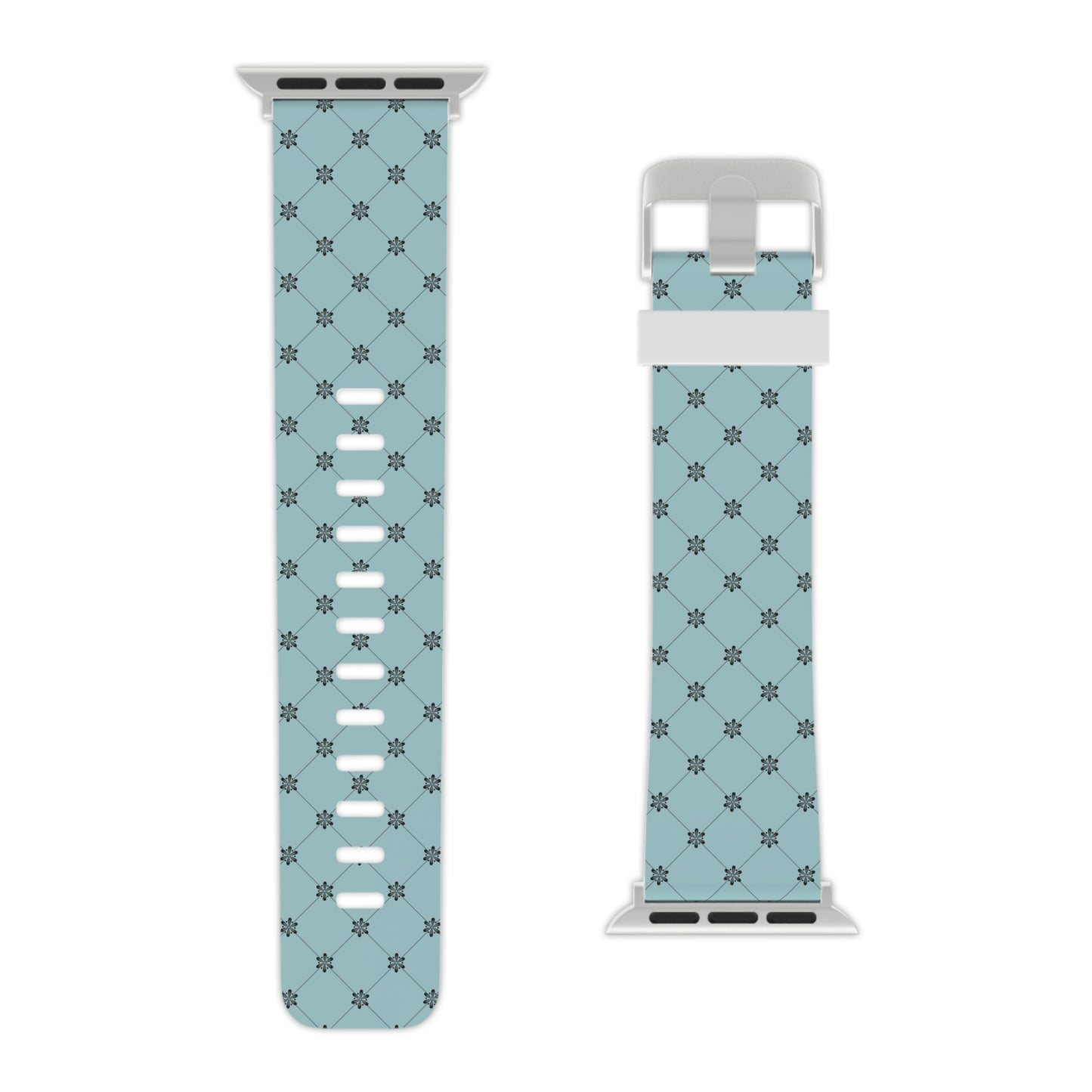 Teal with Black Flower - Watch Band for Apple Watch