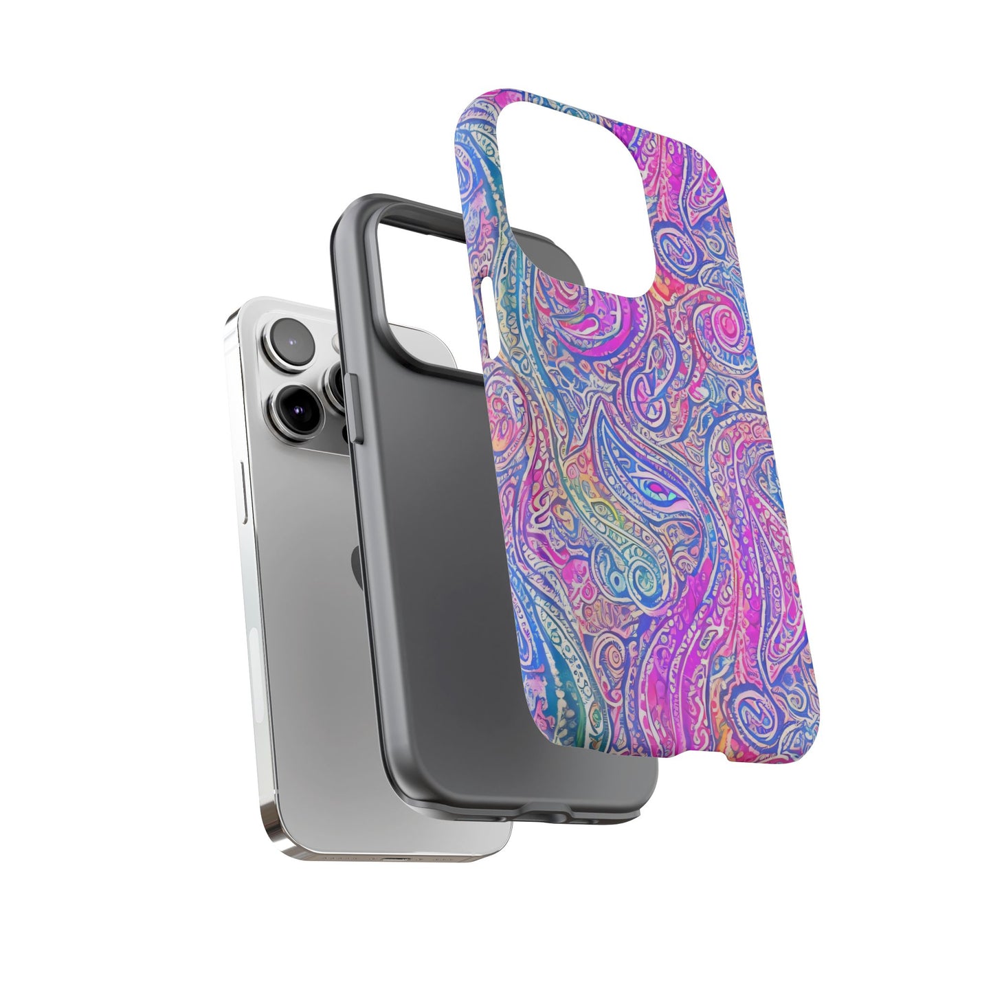 iPhone 14, iPhone 14 Pro, iPhone 14 Plus, iPhone 14 Pro Max - Abstract Swirl Purple, Blue, Orange, Green - Tough Phone Cases