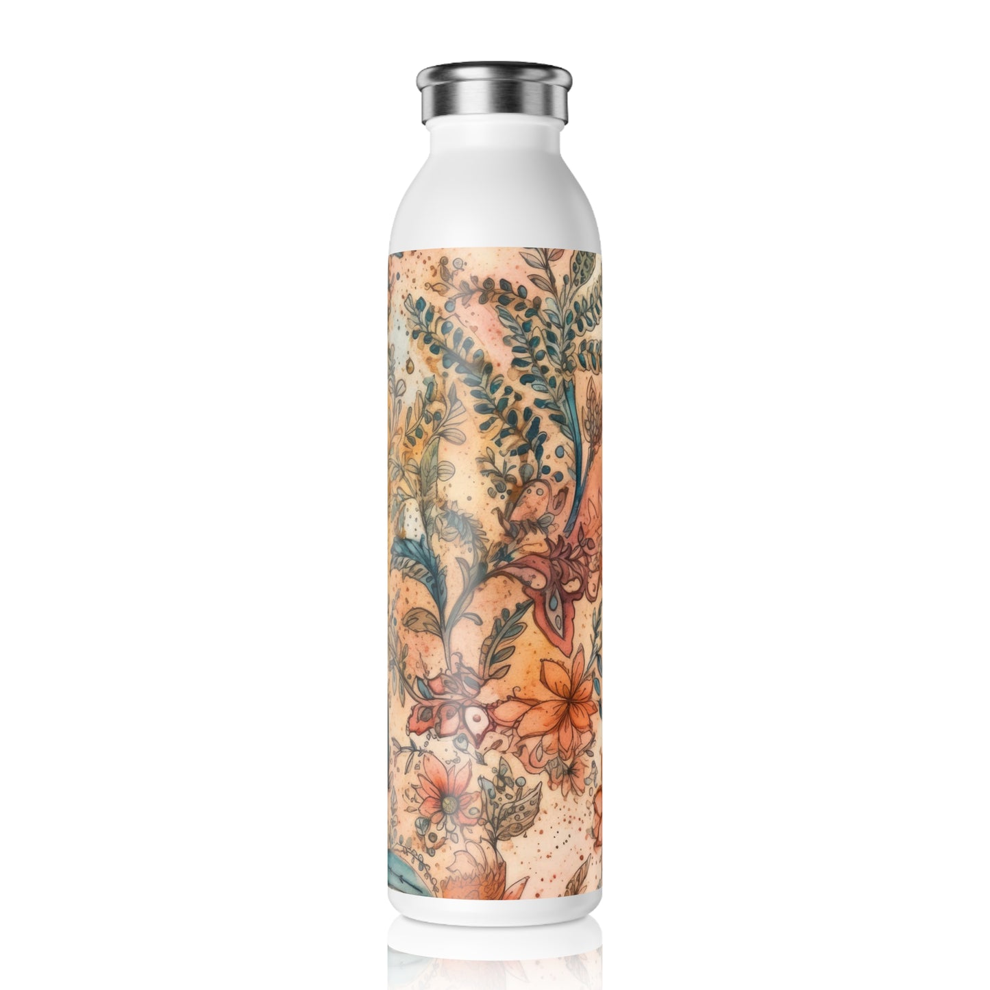 Henna Designs 1.8 - Slim Water Bottle - Stainless Steel - 20oz