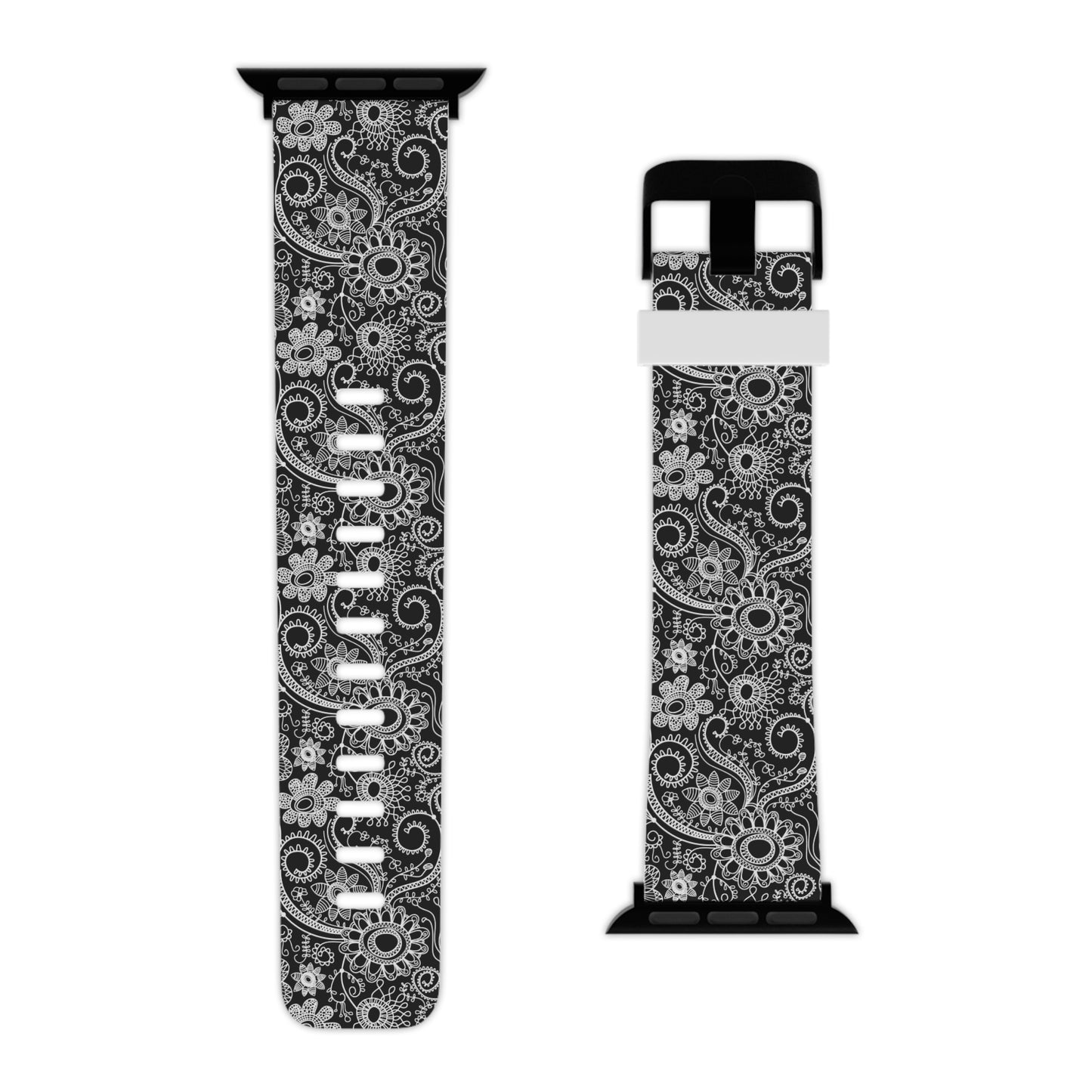 Black and White Flowers - Watch Band for Apple Watch