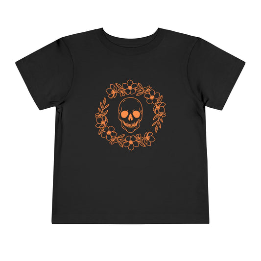 Halloween - Skull - Flower Wreath - Trick or Treat - Toddler Short Sleeve Tee