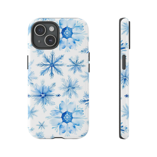 iPhone 16 and iPhone 15 Series - Watercolor Snowflakes - Tough Phone Cases