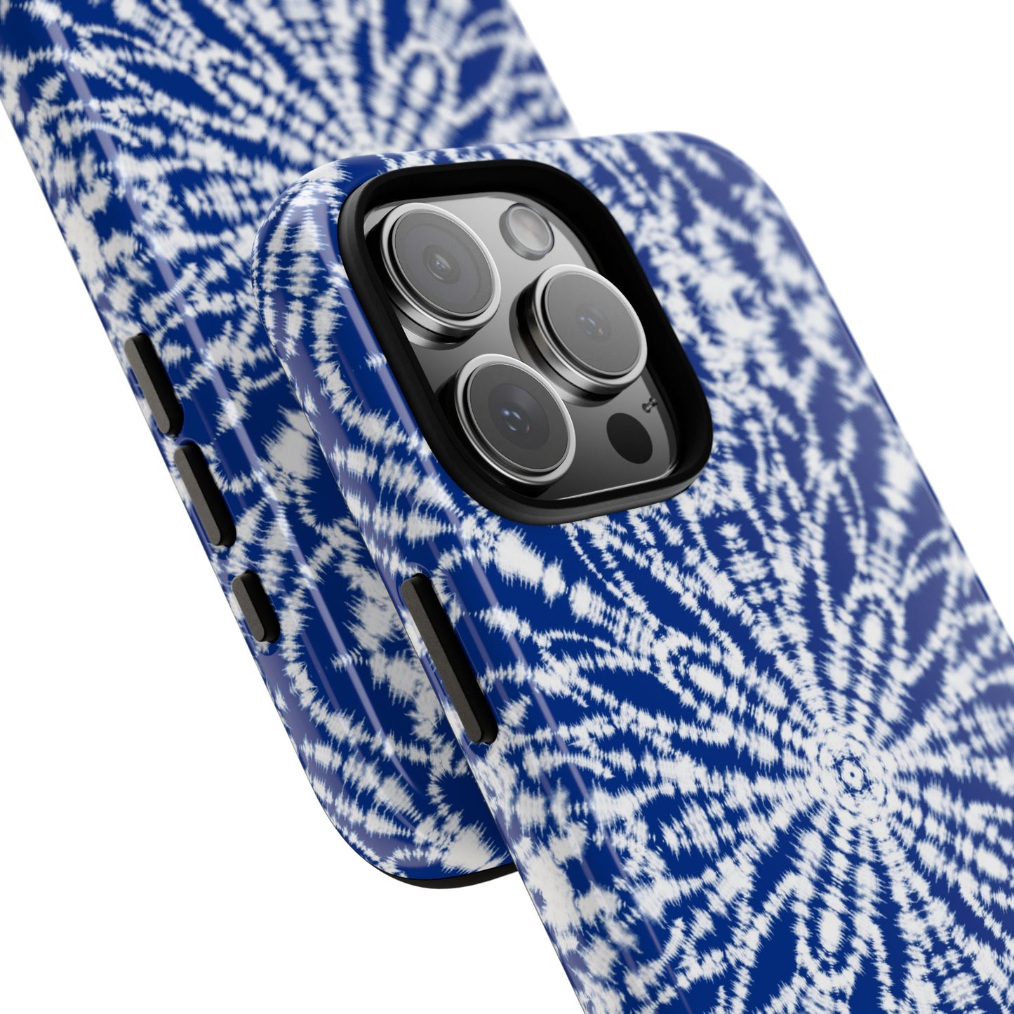 iPhone 16 and iPhone 15 Series - Blue and White Batik - Tough Phone Cases