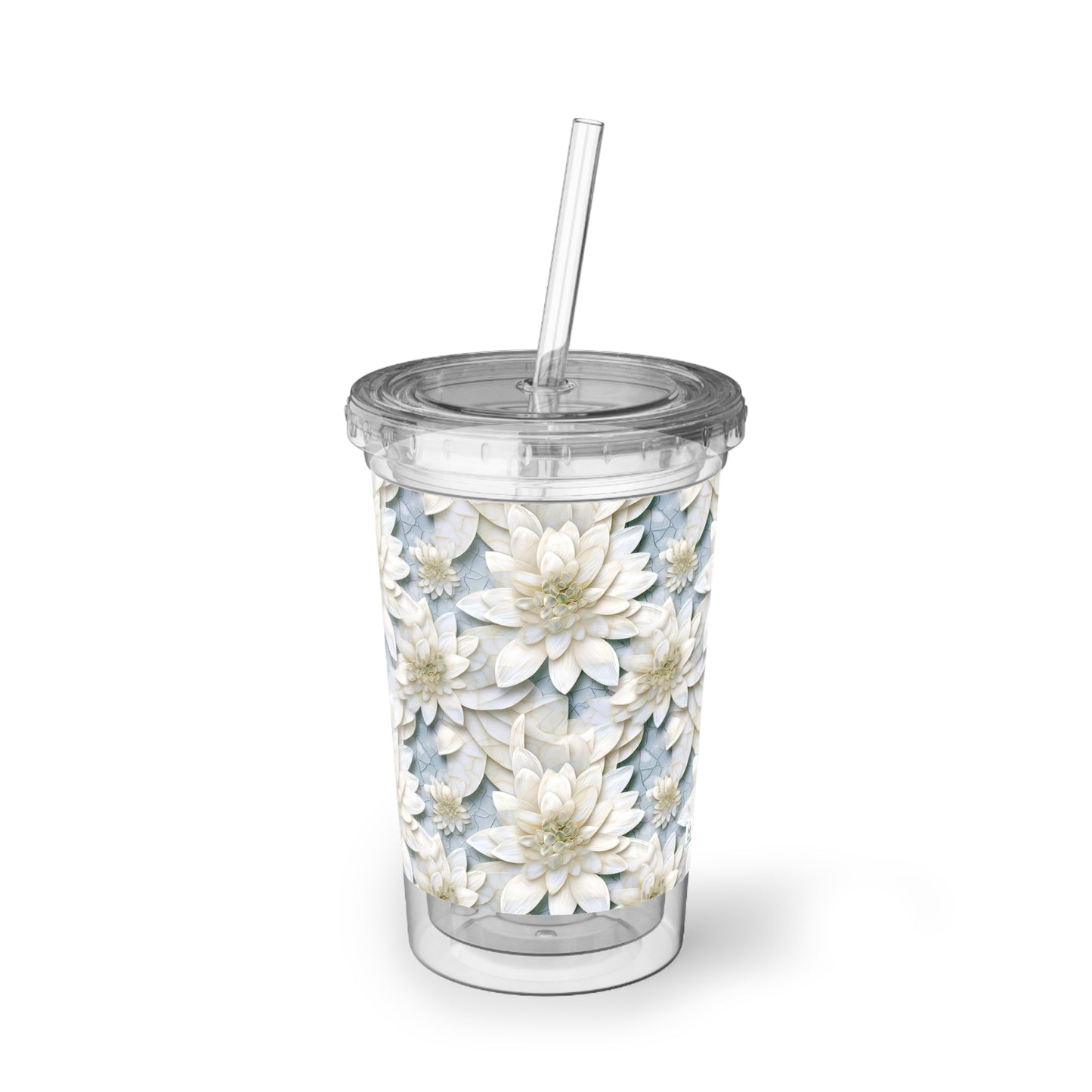 Mosaic White Lotus 7 - Multicolor - Clear - Suave Acrylic Cup - 16oz