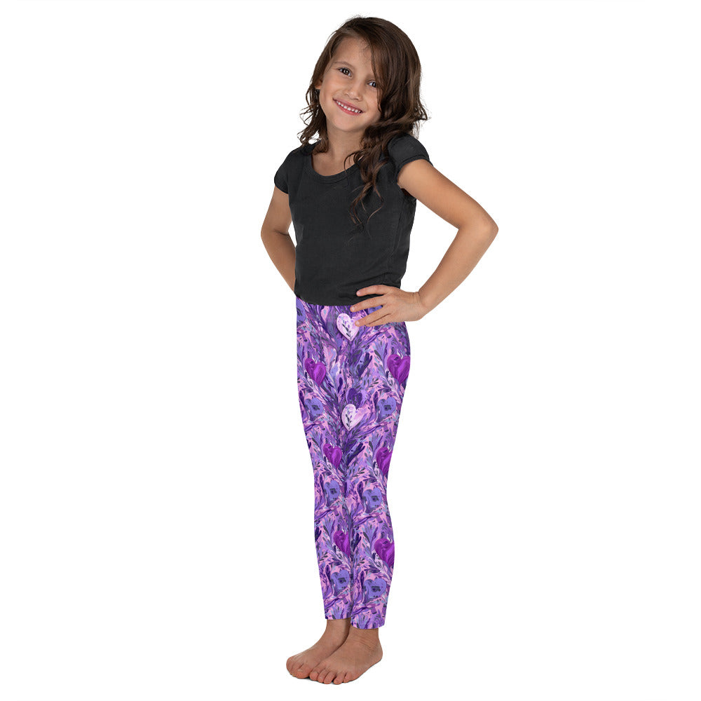 Purple Painted Hearts - Kid's Leggings