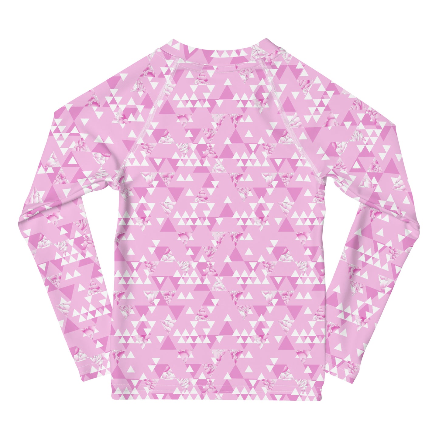 Pink and White Triangles - Kids Rash Guard