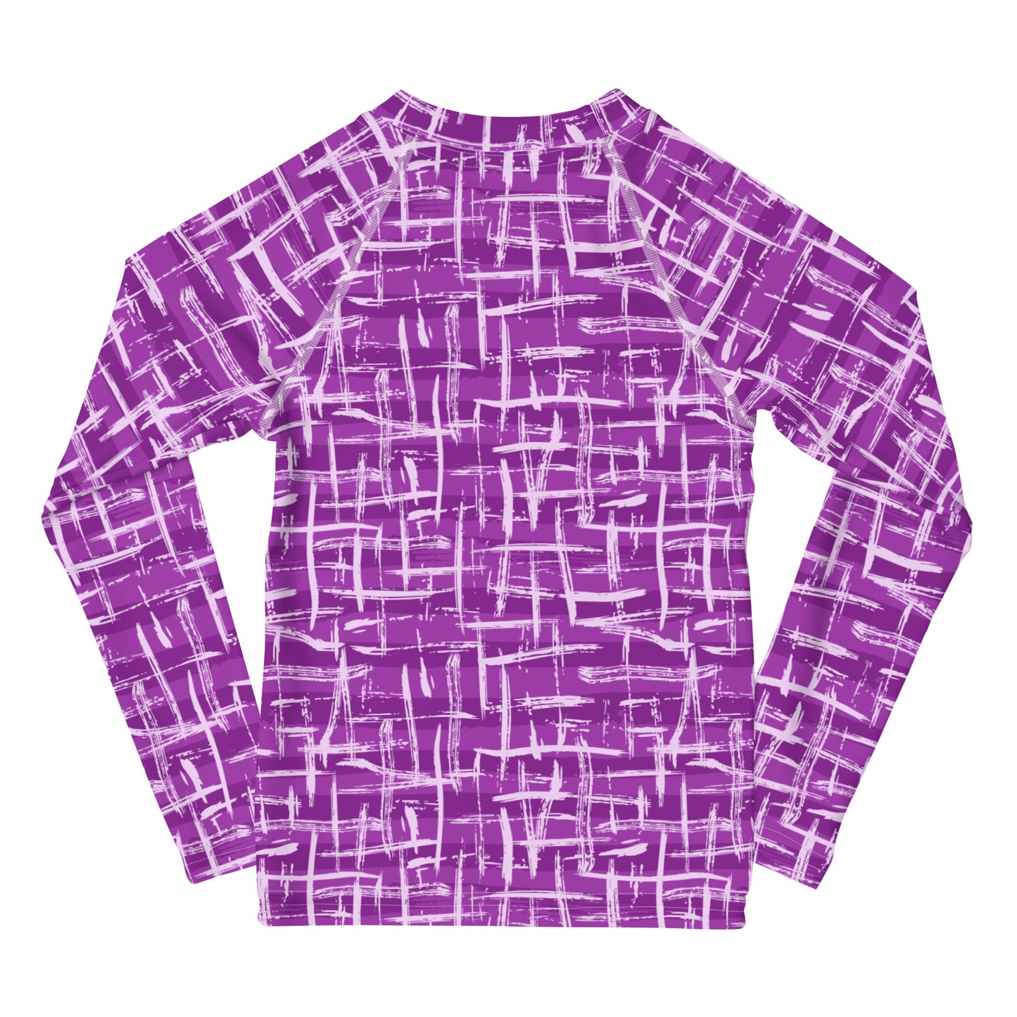 Purple and White Abstract Lines - Kids Rash Guard