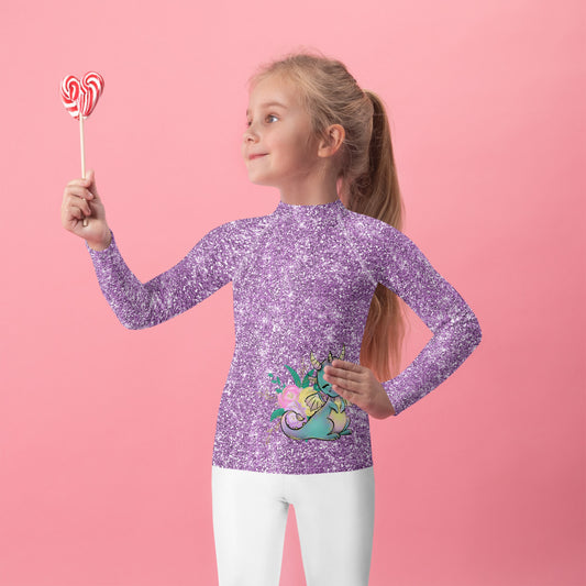 Cute Dragon - Purple - Kids Rash Guard