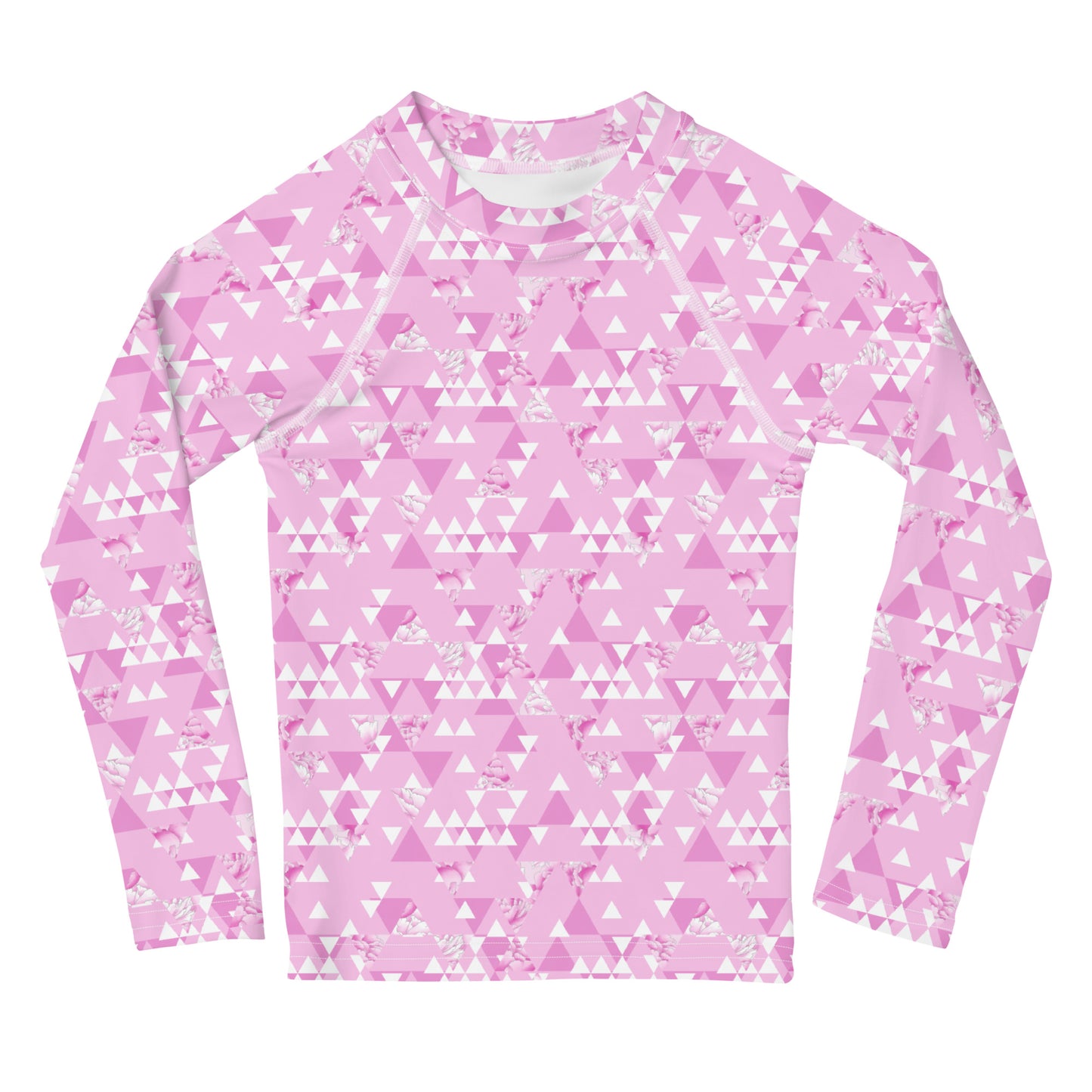 Pink and White Triangles - Kids Rash Guard