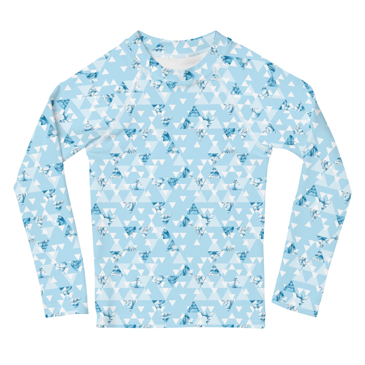 Blue and White Triangles - Kids Rash Guard