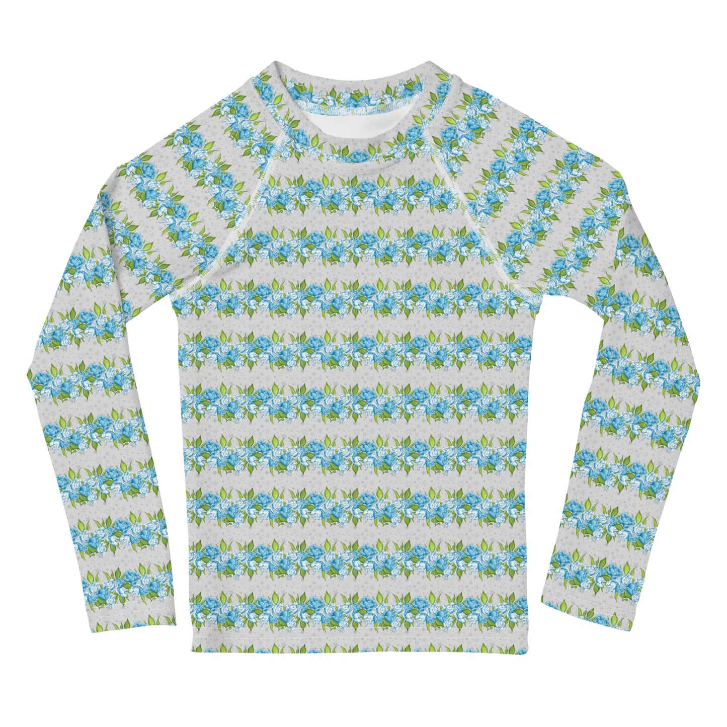 Rows of Blue Flowers - Kids Rash Guard