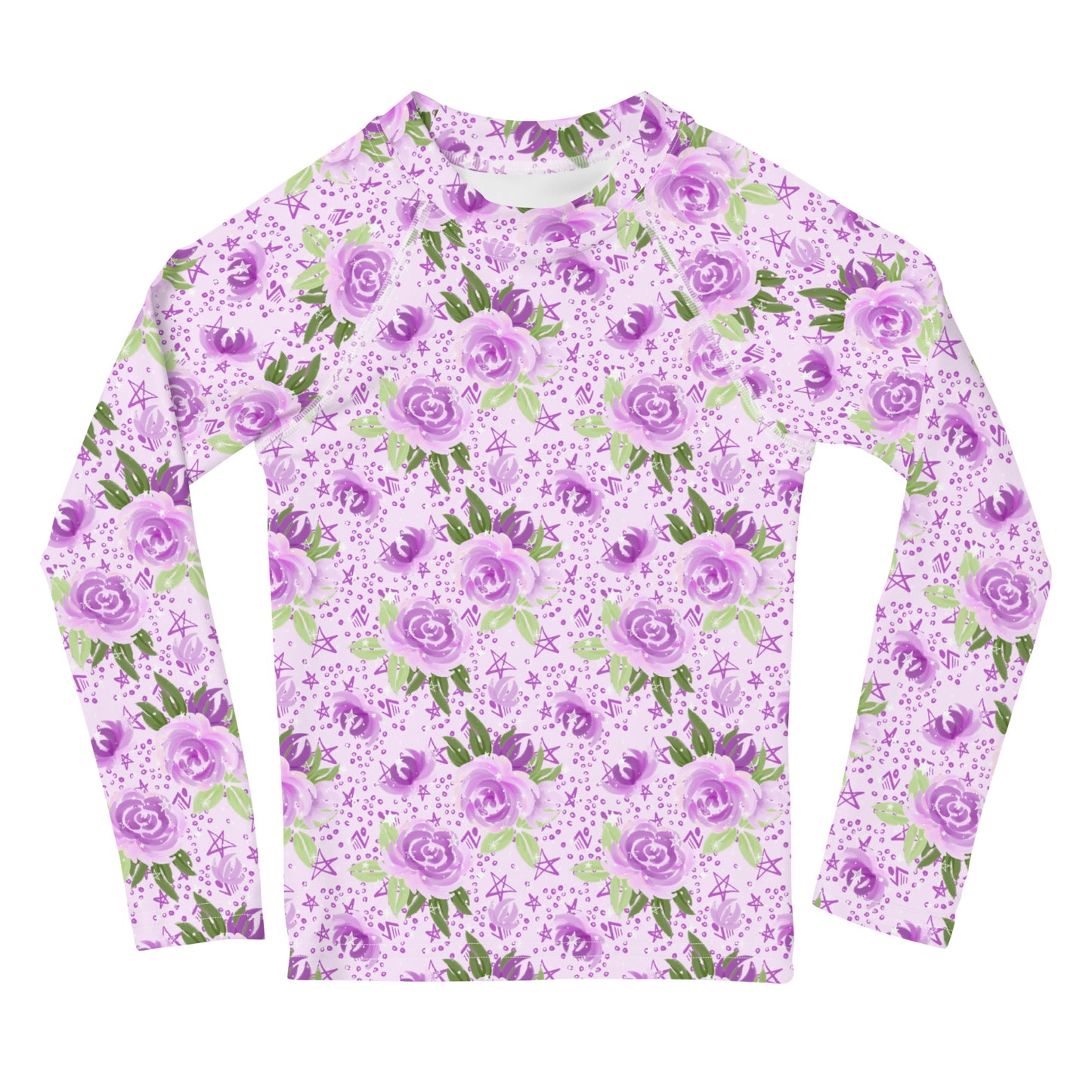 Purple Flowers - Kids Rash Guard