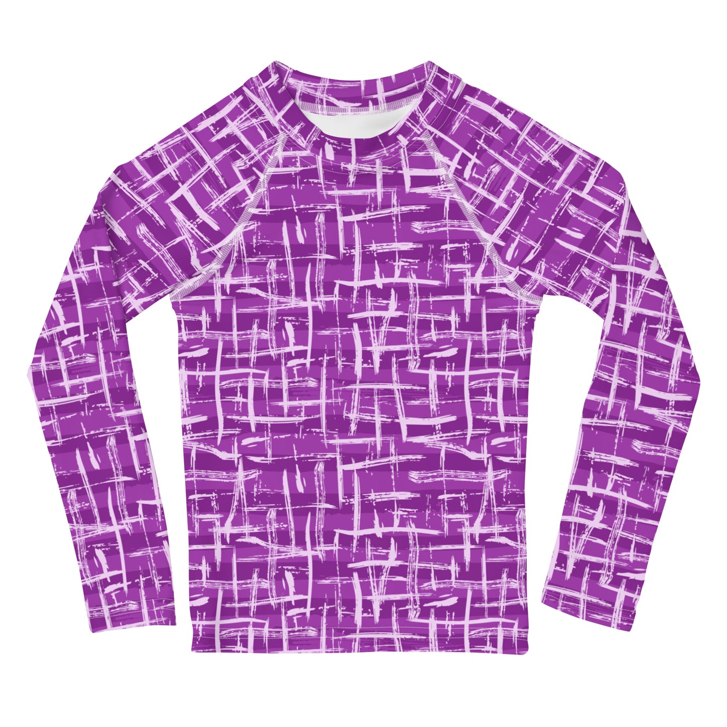 Purple and White Abstract Lines - Kids Rash Guard