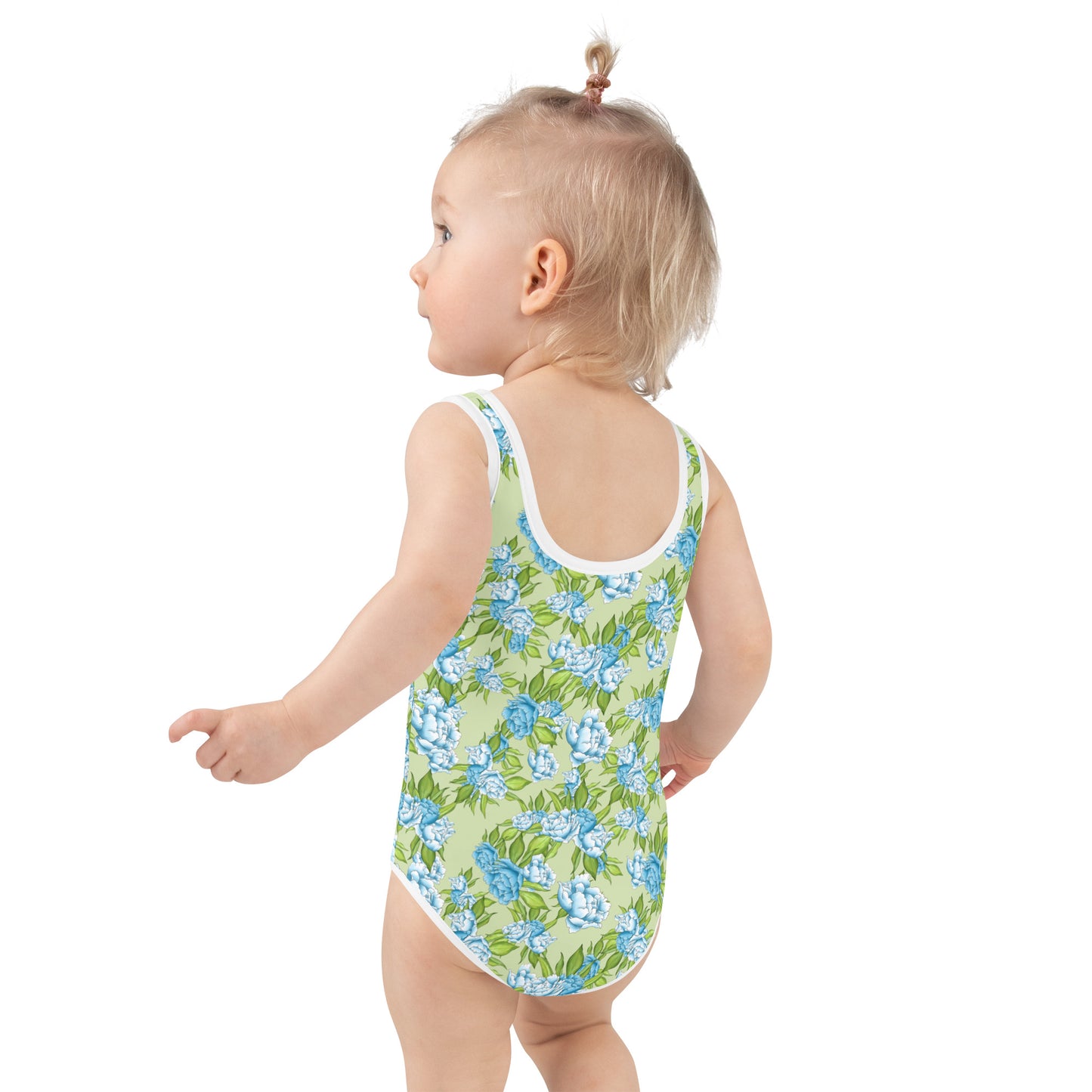 Green and Blue Flowers - Kids Swimsuit