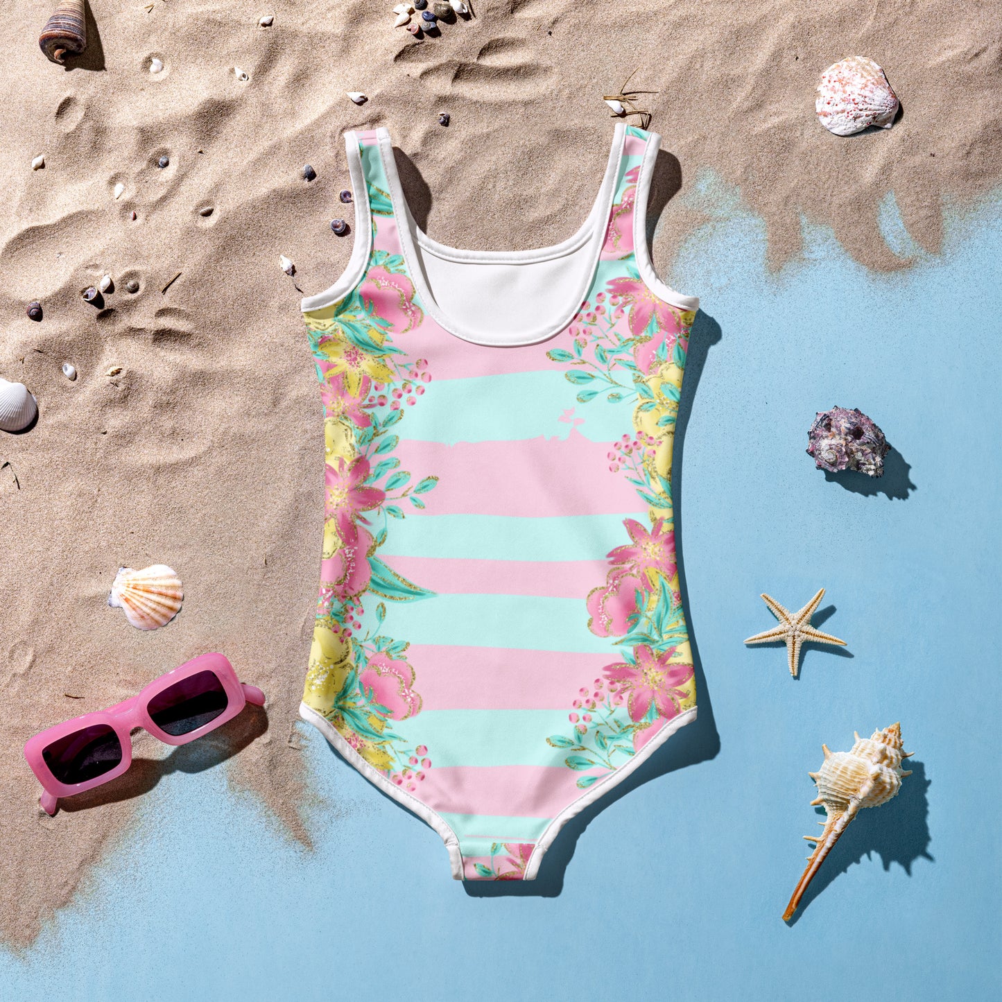 Flowers and Stripes - Kids Swimsuit