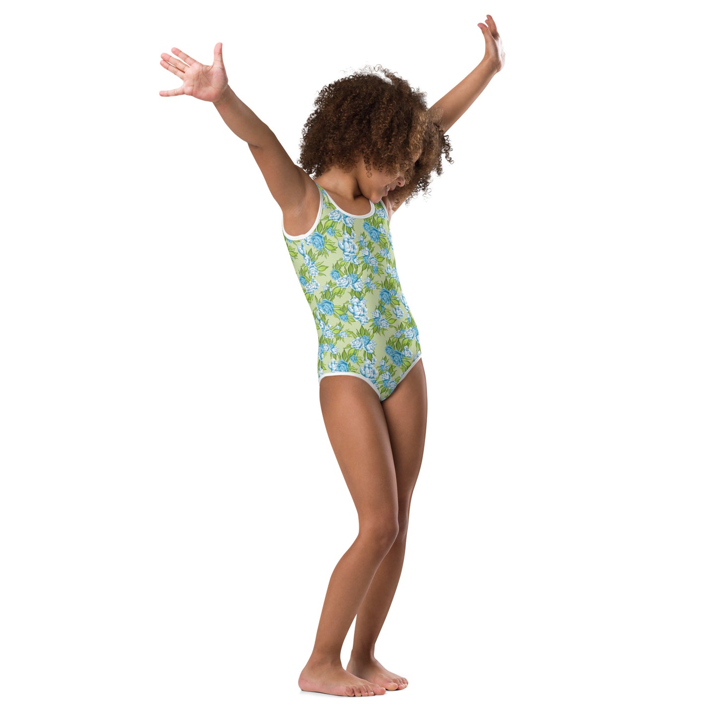 Green and Blue Flowers - Kids Swimsuit