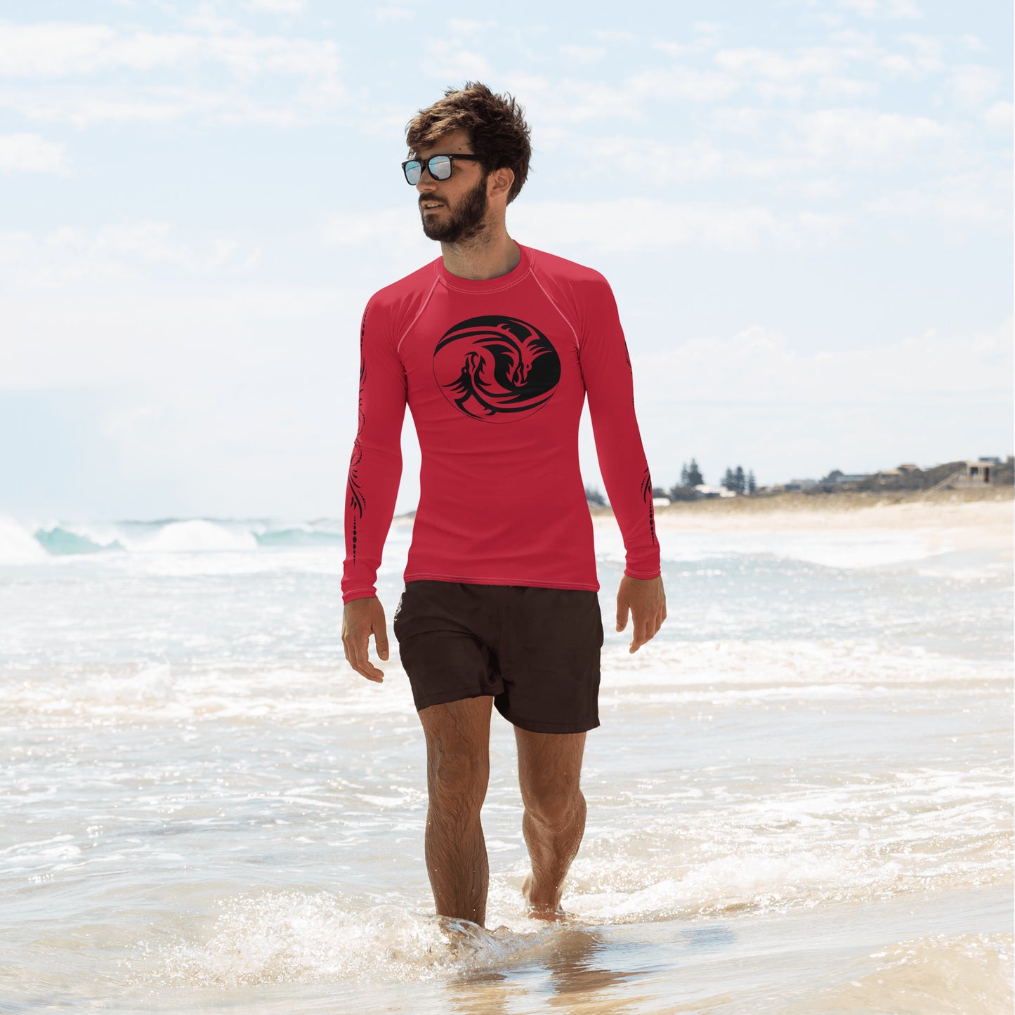 Dragon Yin Yang - Red- Men's Rash Guard