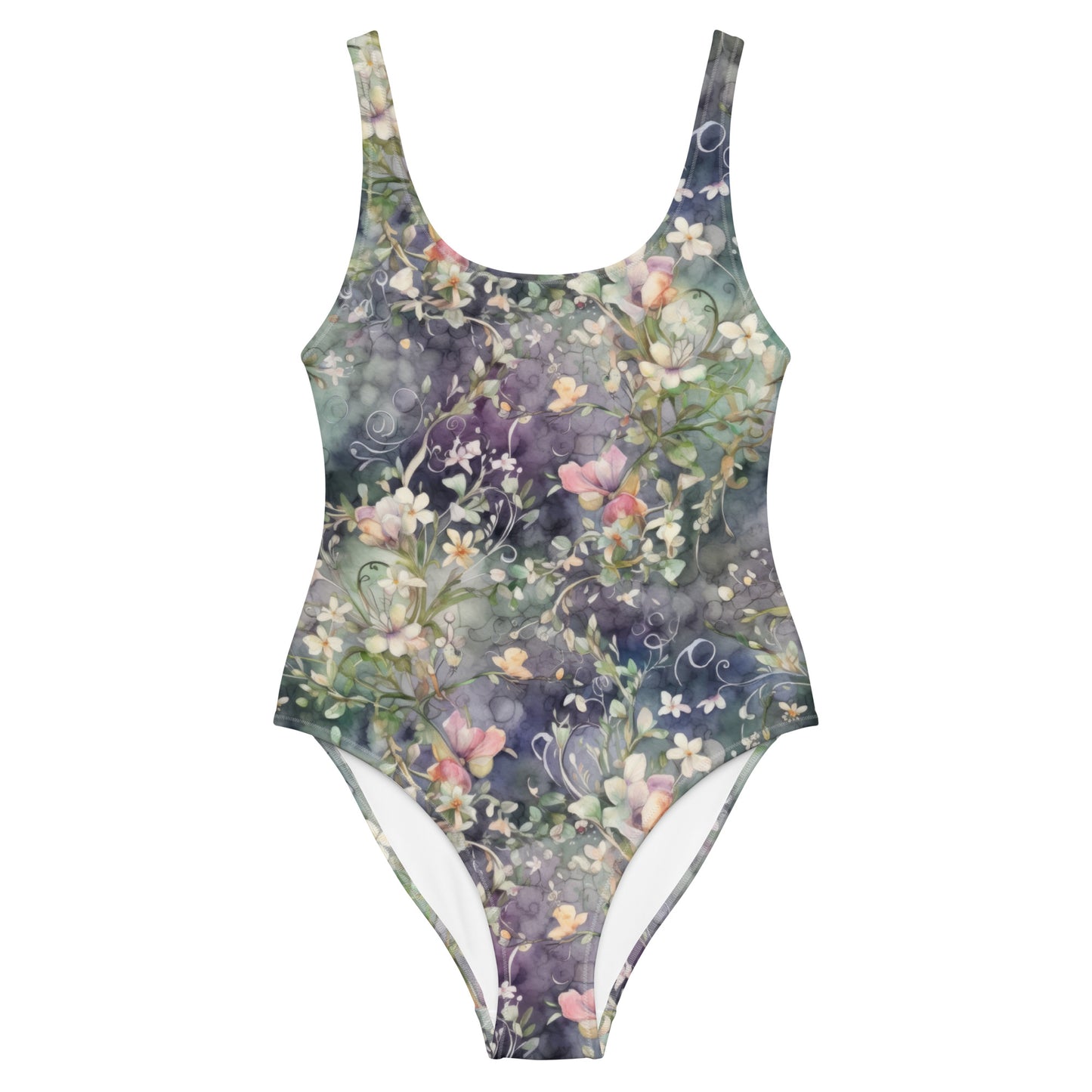 Watercolor Flowers - Dark - One-Piece Women Swimsuit