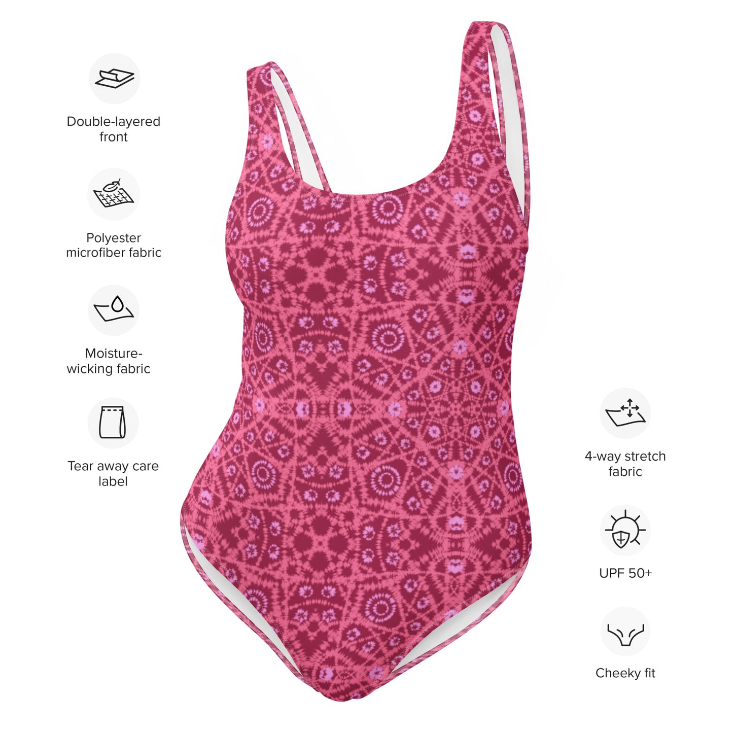 Batik - Red and Ponk - One-Piece Women Swimsuit