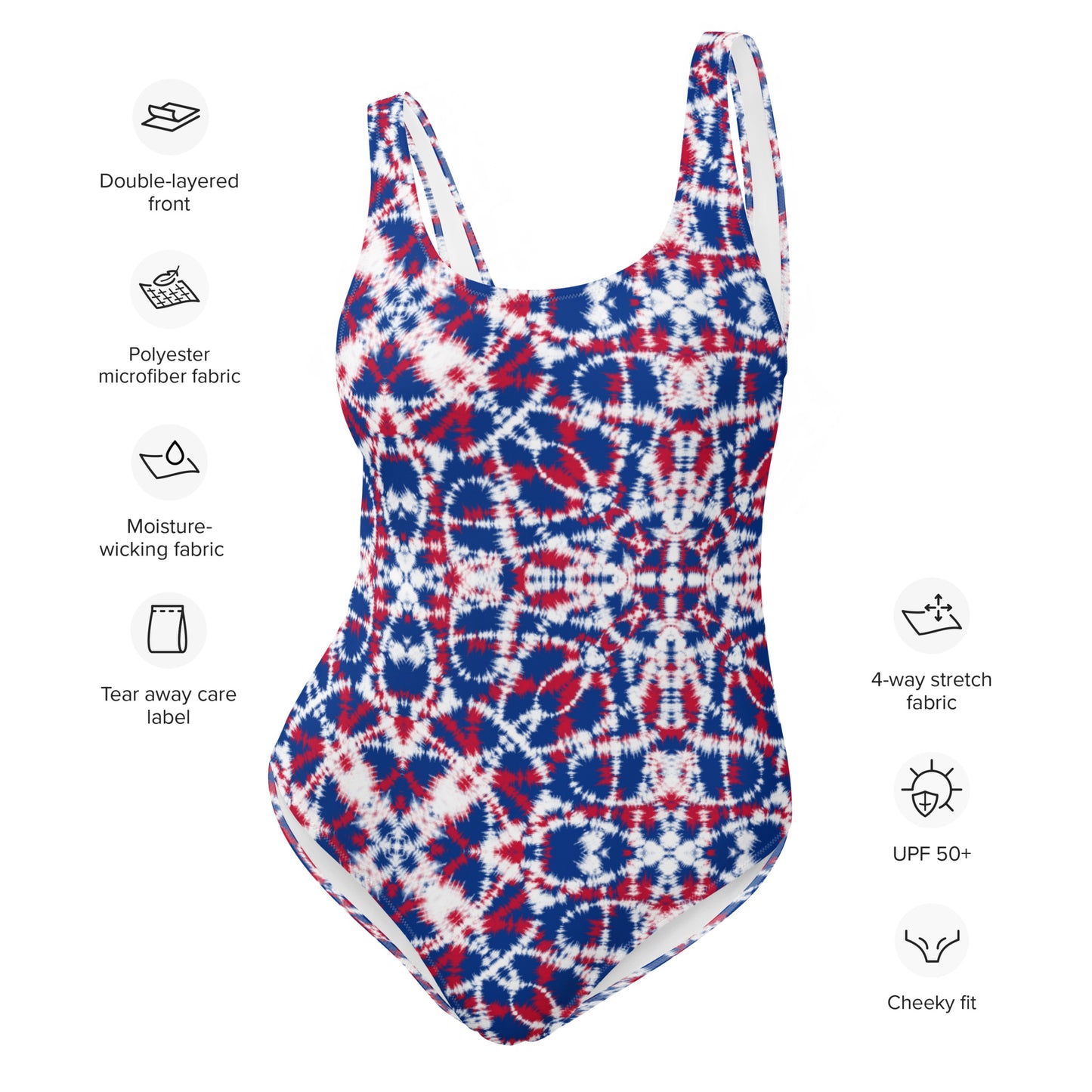 Batik - Red, White, and Blue - One-Piece Women Swimsuit