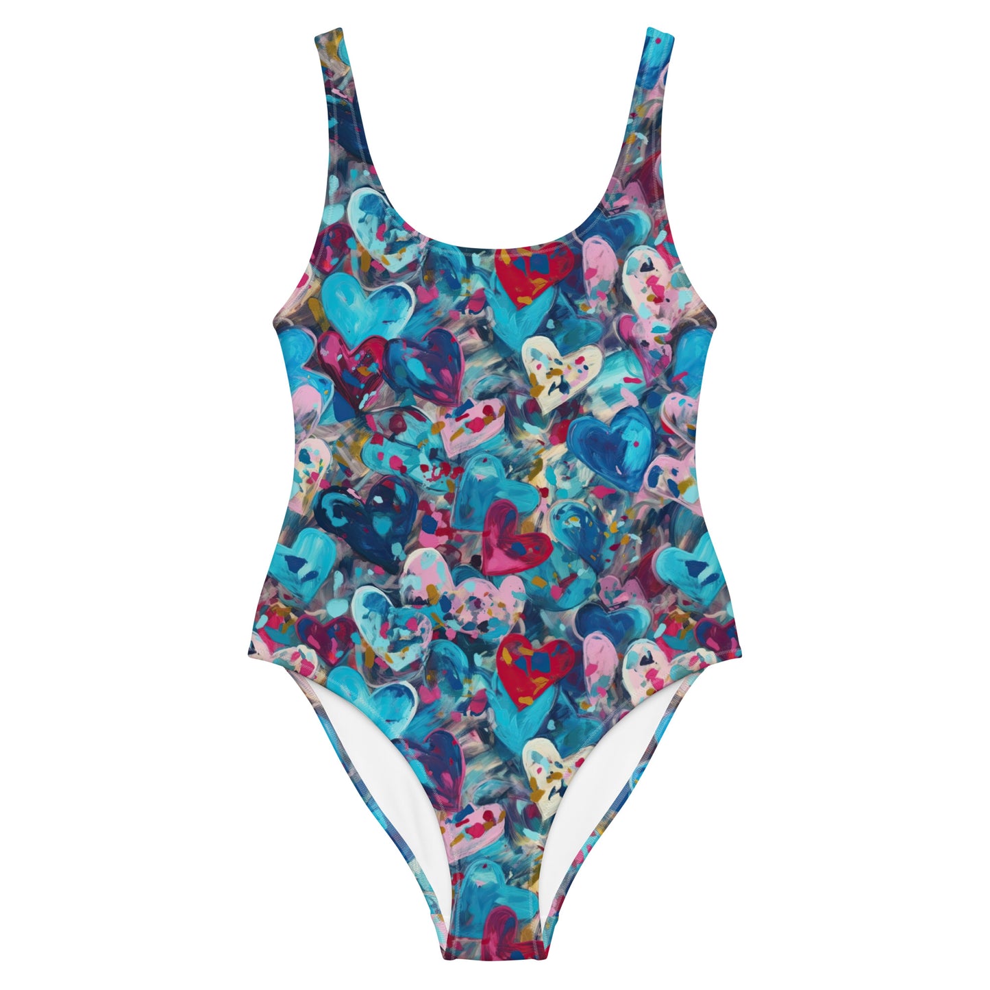 Blue Painted Hearts - One-Piece Women Swimsuit