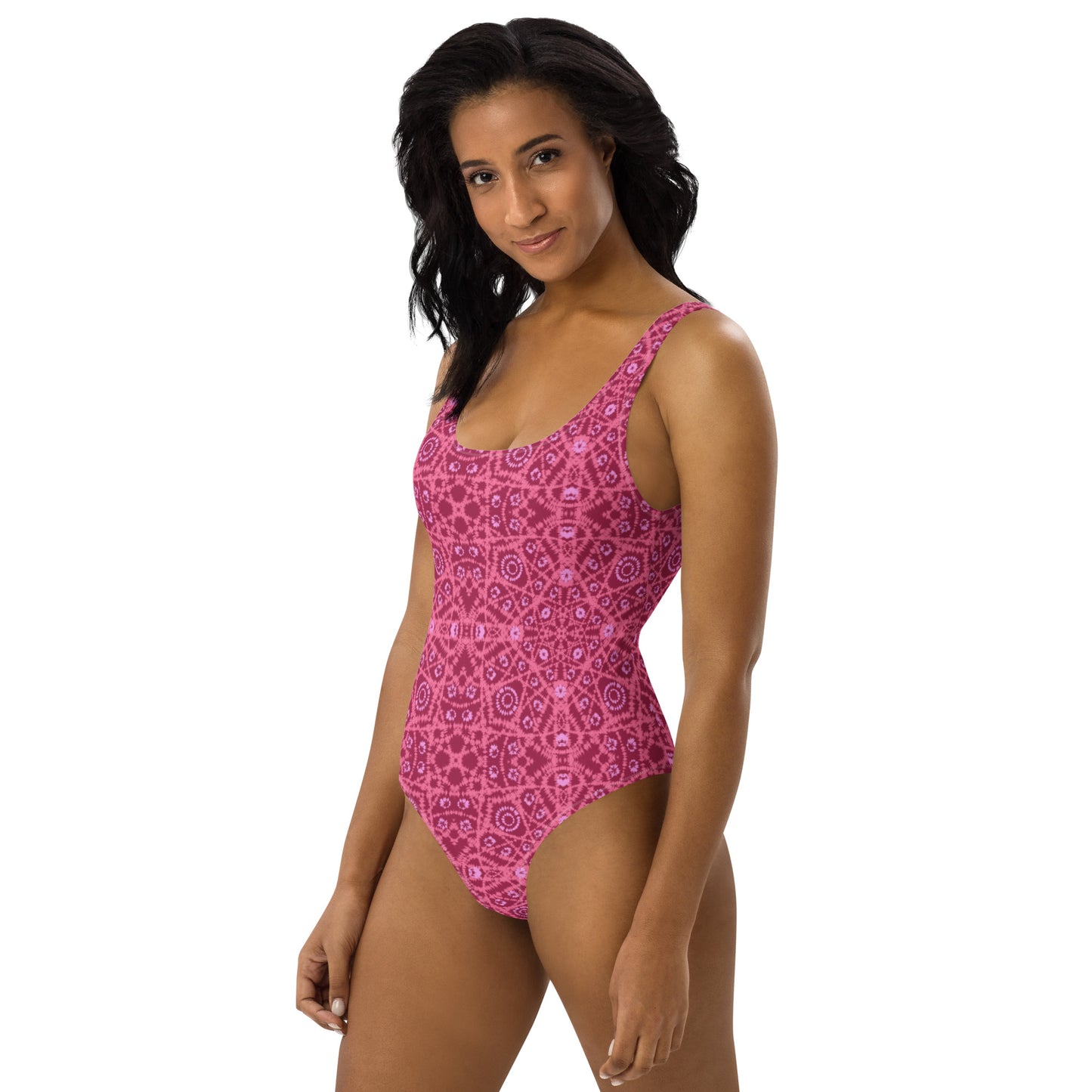 Batik - Red and Ponk - One-Piece Women Swimsuit