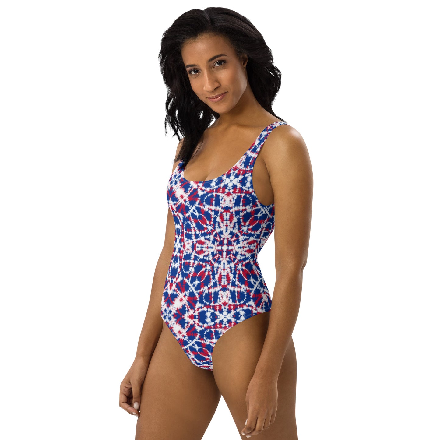 Batik - Red, White, and Blue - One-Piece Women Swimsuit