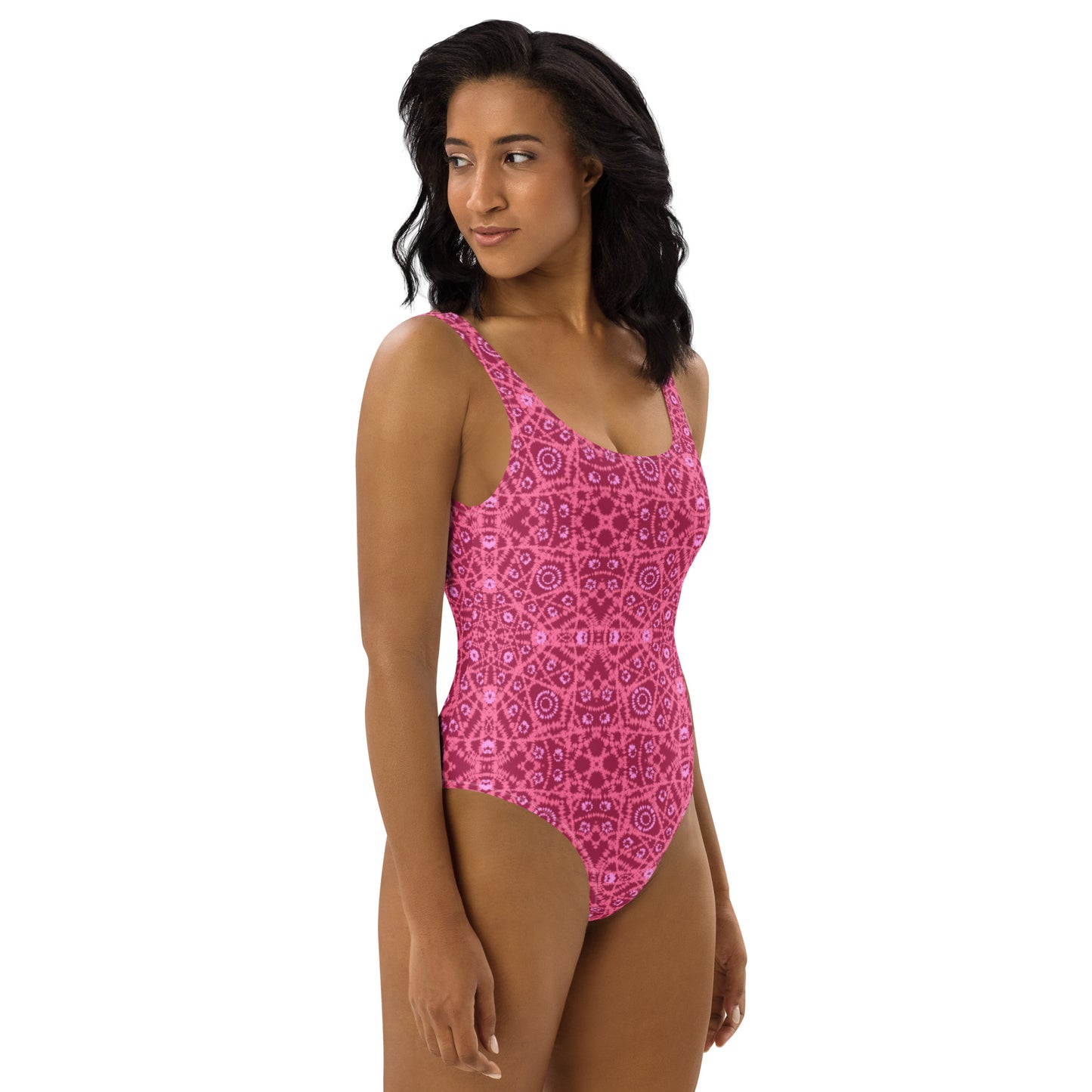 Batik - Red and Ponk - One-Piece Women Swimsuit