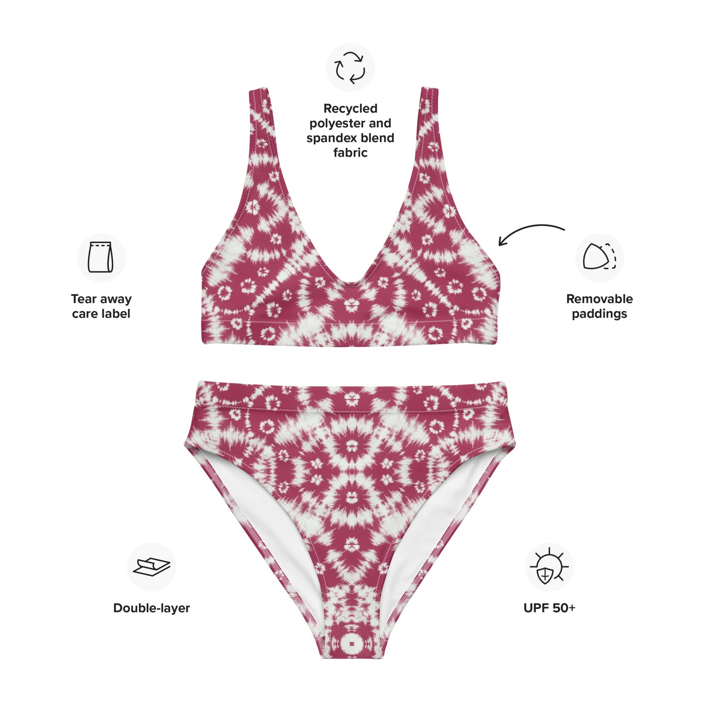 Batik - Red - Recycled high-waisted bikini