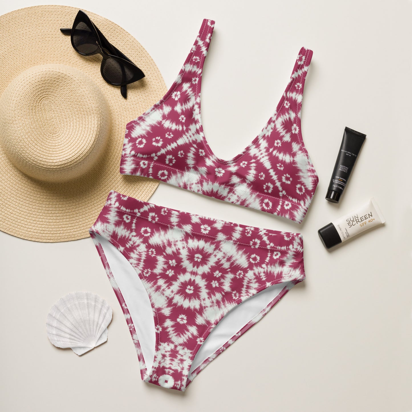 Batik - Red - Recycled high-waisted bikini