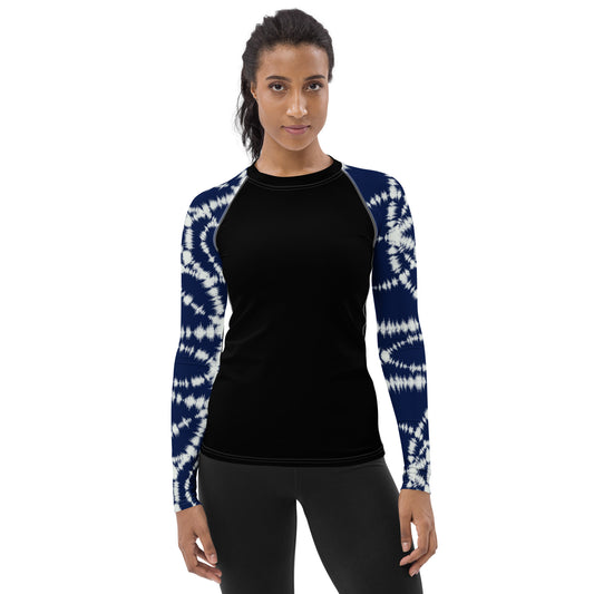 Indigo Batik 2 Sleeves and Black Body - Women's Rash Guard